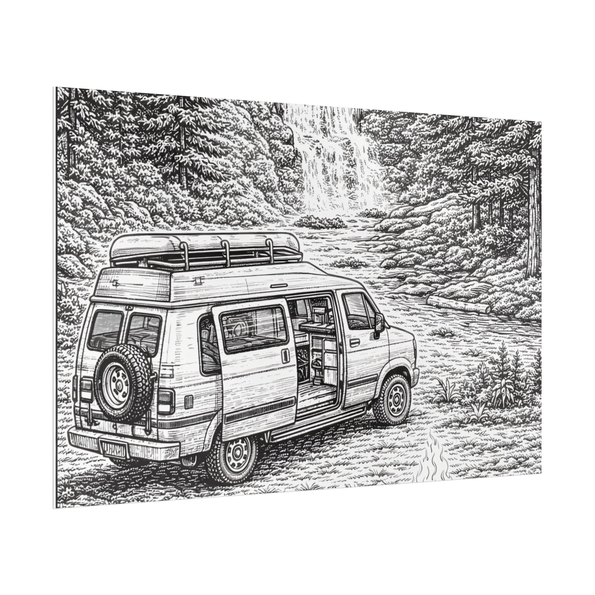 Campervan Poster — Vintage RV Camping Landscape Wall Art