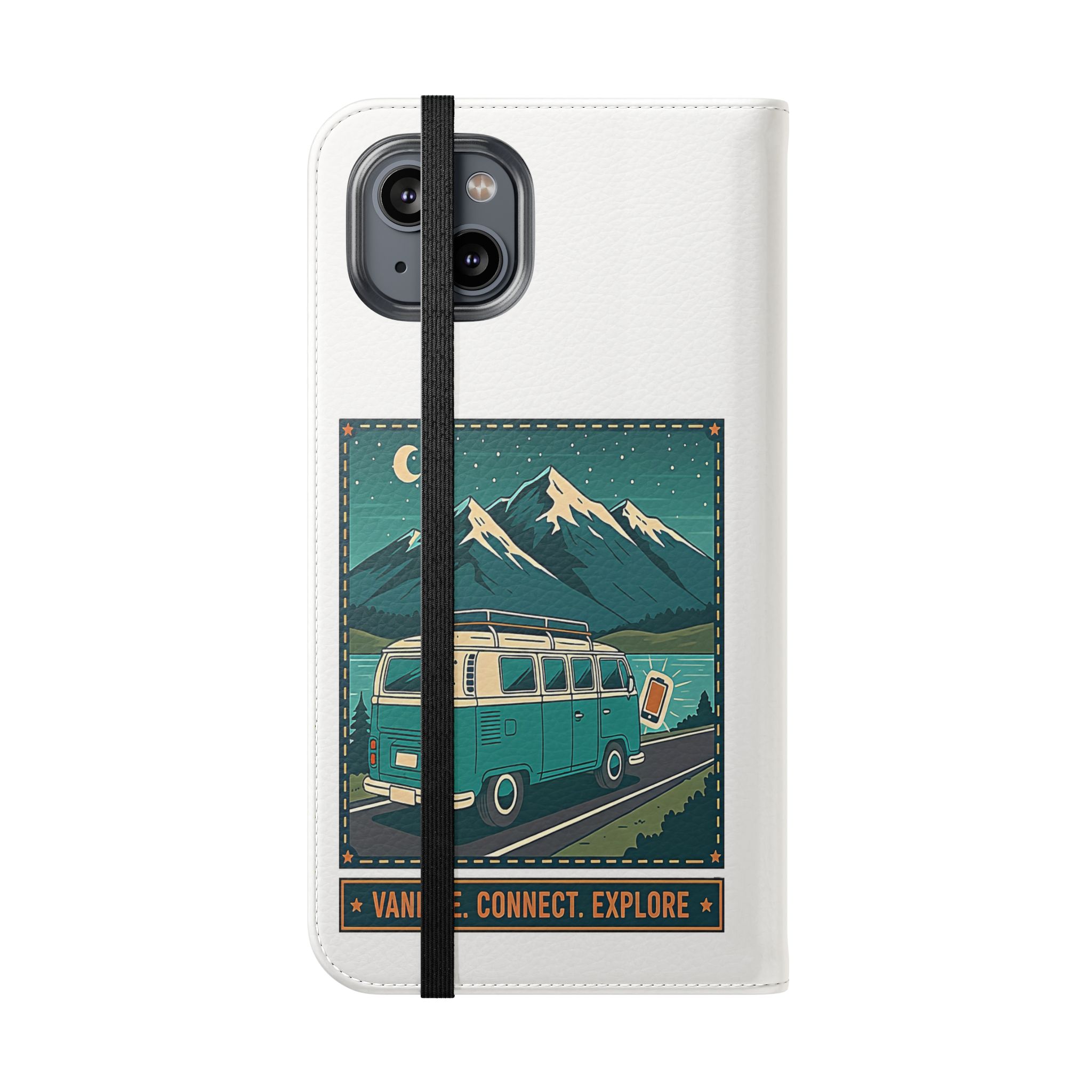 Flip Phone Case — “WiFi Where the Roam Is” Vanlife Wallet Case