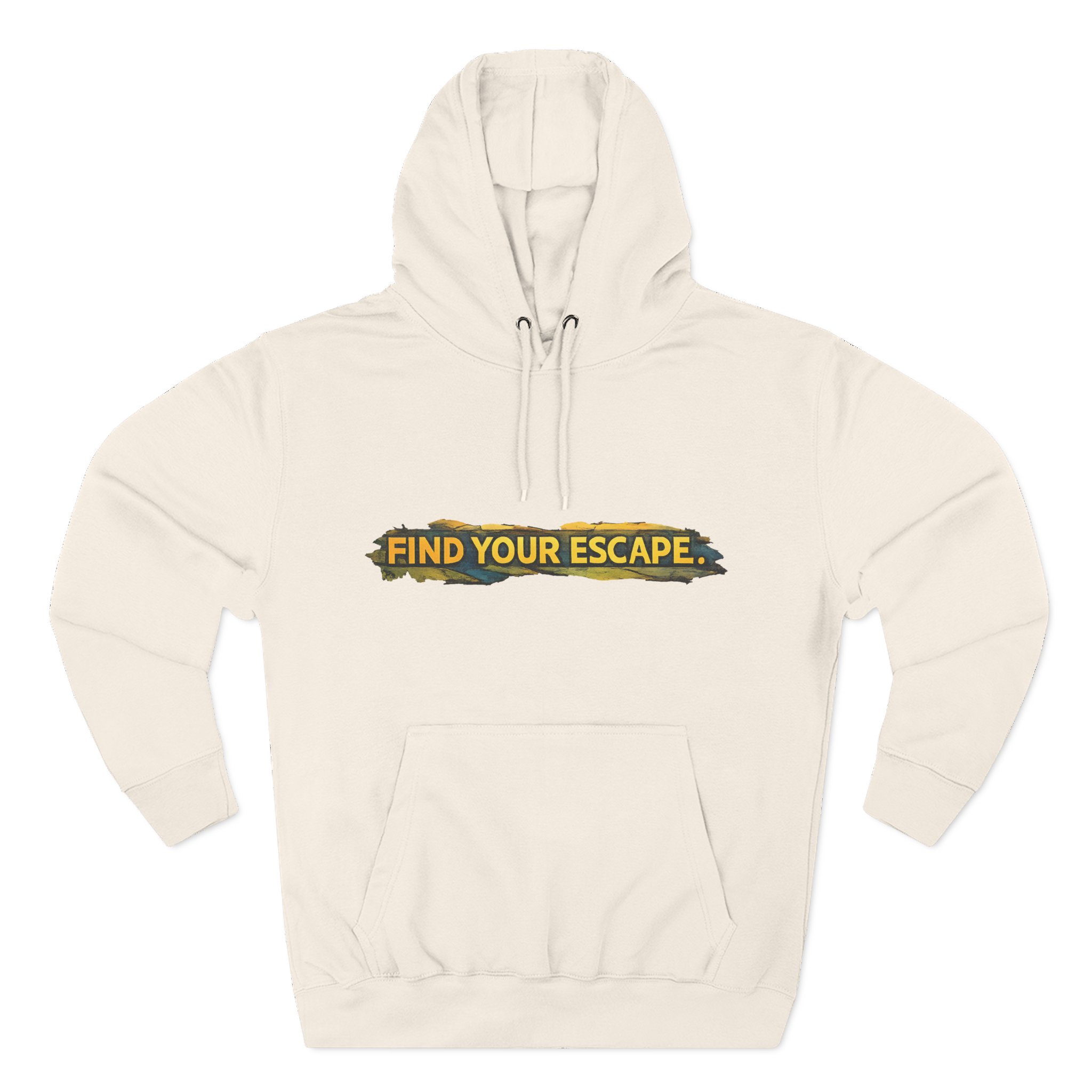 Three-Panel Fleece Hoodie - "Find Your Escape" Design Cubic-Line