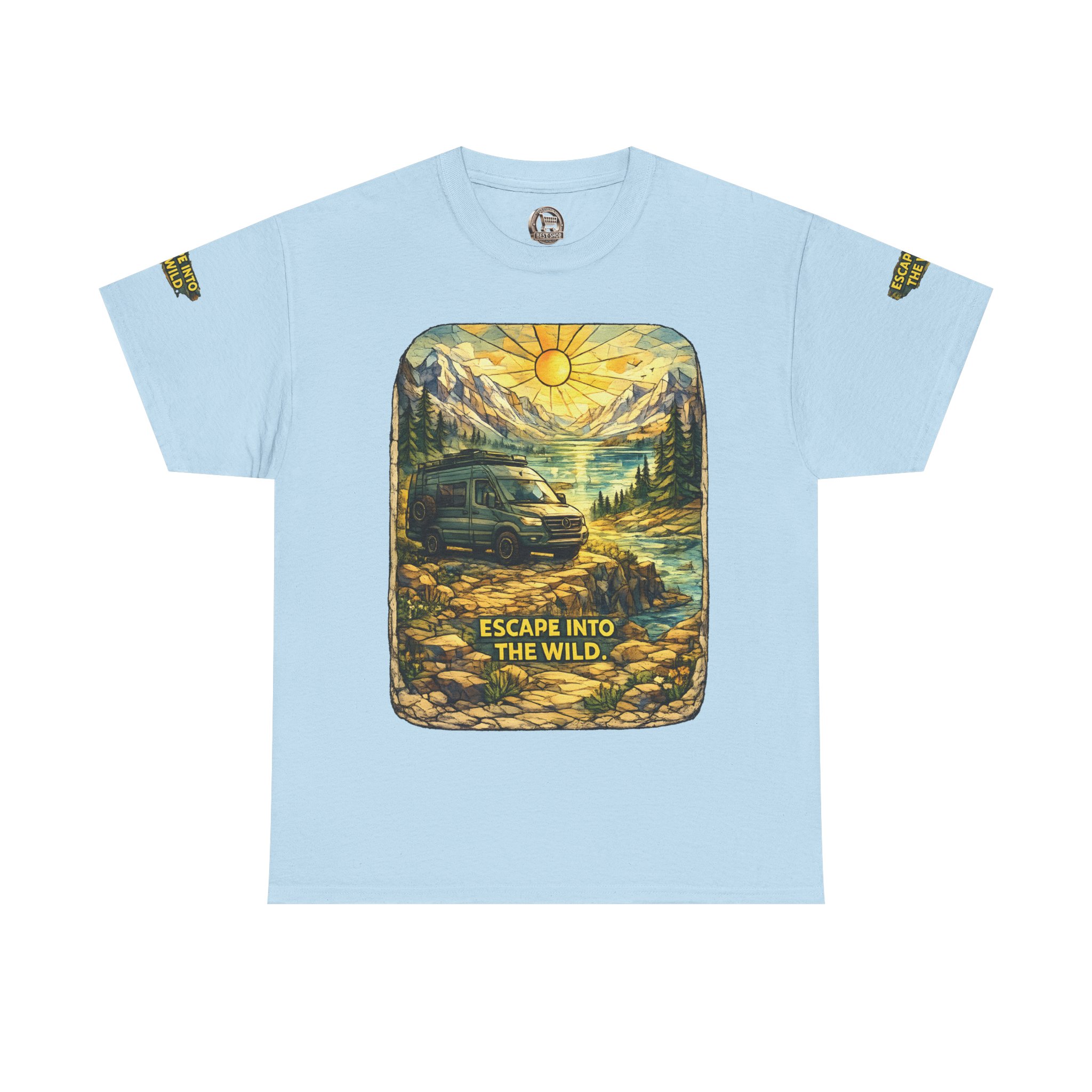 Unisex Heavy Cotton Tee — "Escape Into The Wild" Design Cubic-Line