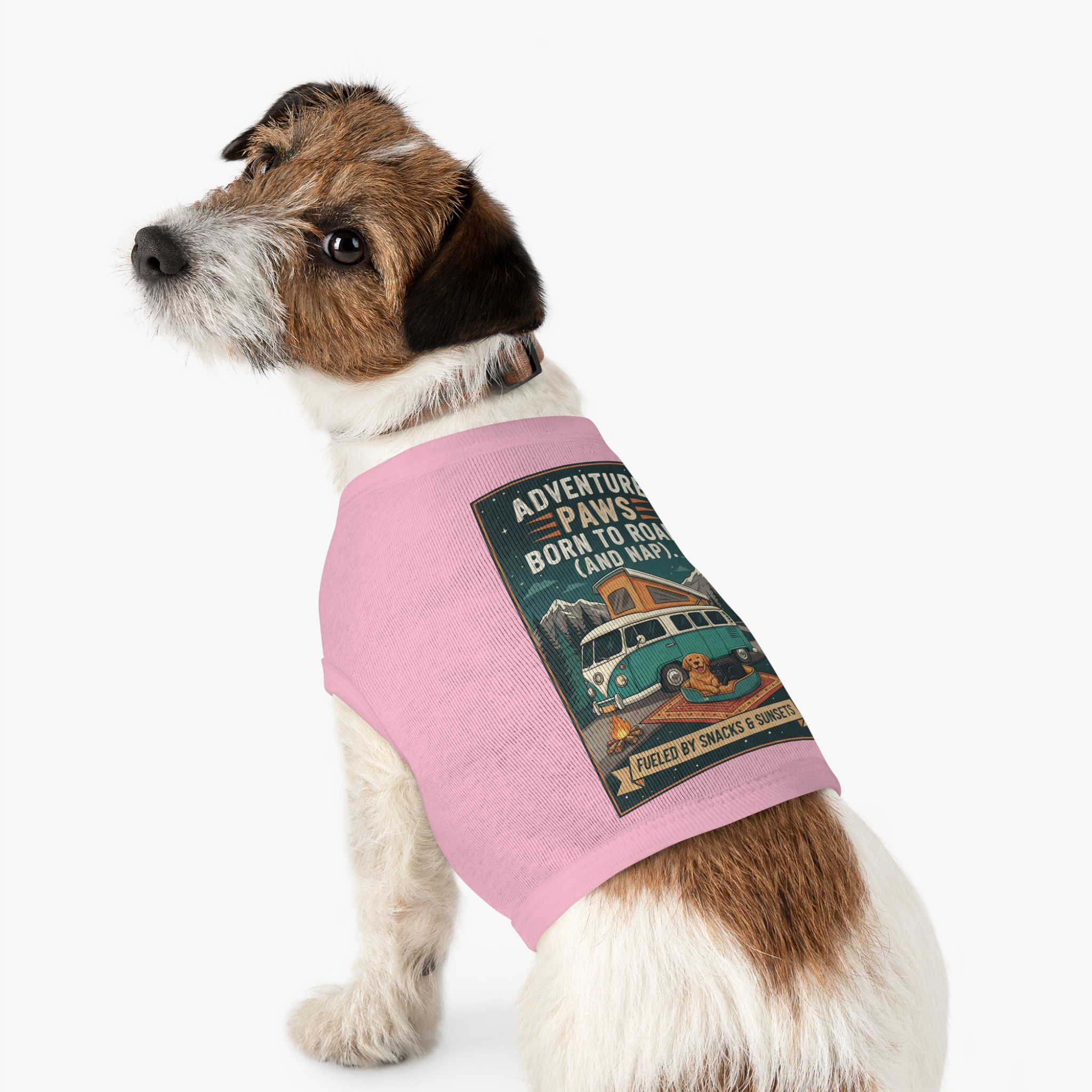 Pet Tank Top — "Adventure Paws Born to Roam (And Nap)" Camping Dog Shirt