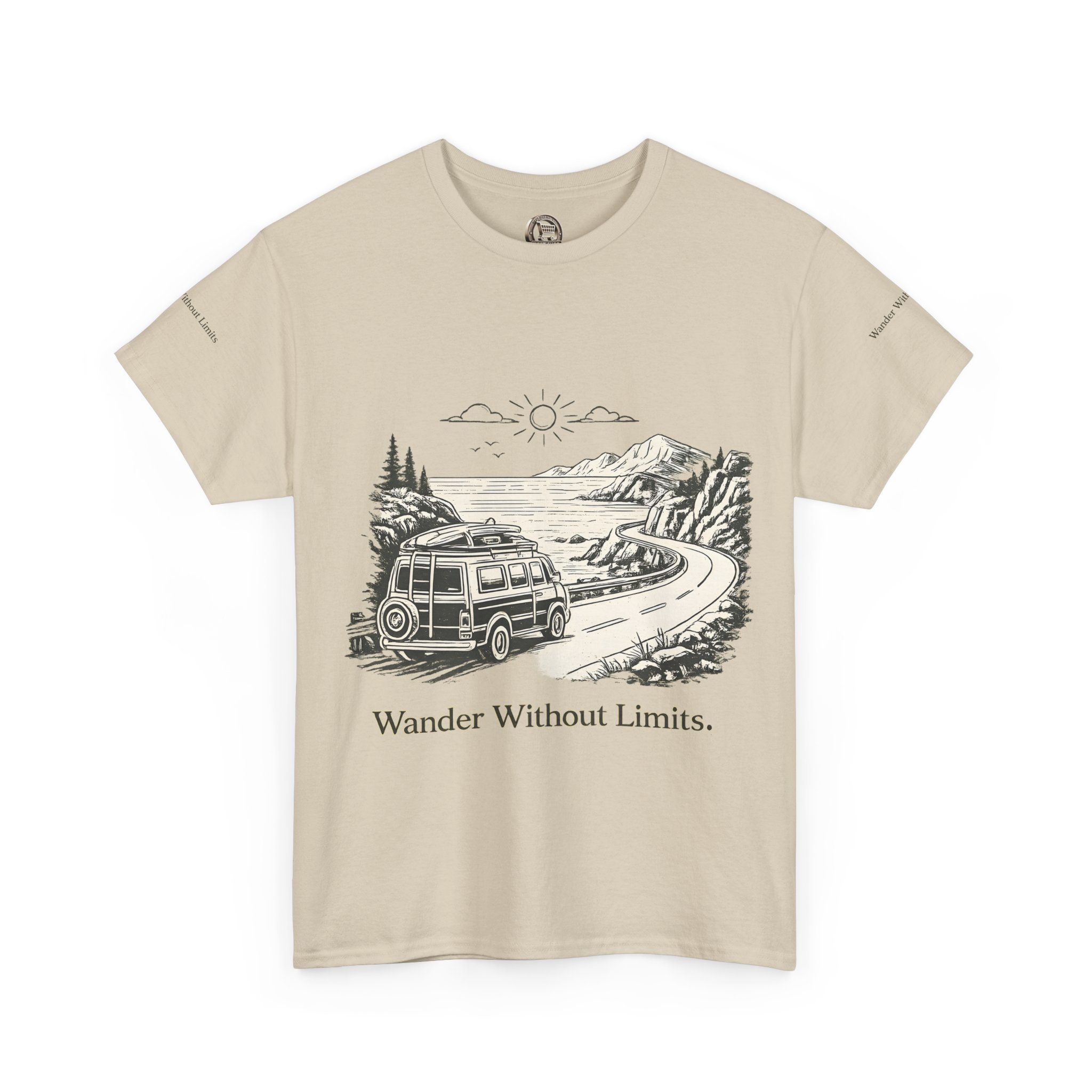 16521703286151005954_2048.jpeg Unisex Heavy Cotton Tee — "Wander Without Limits" Design Minimal-Line