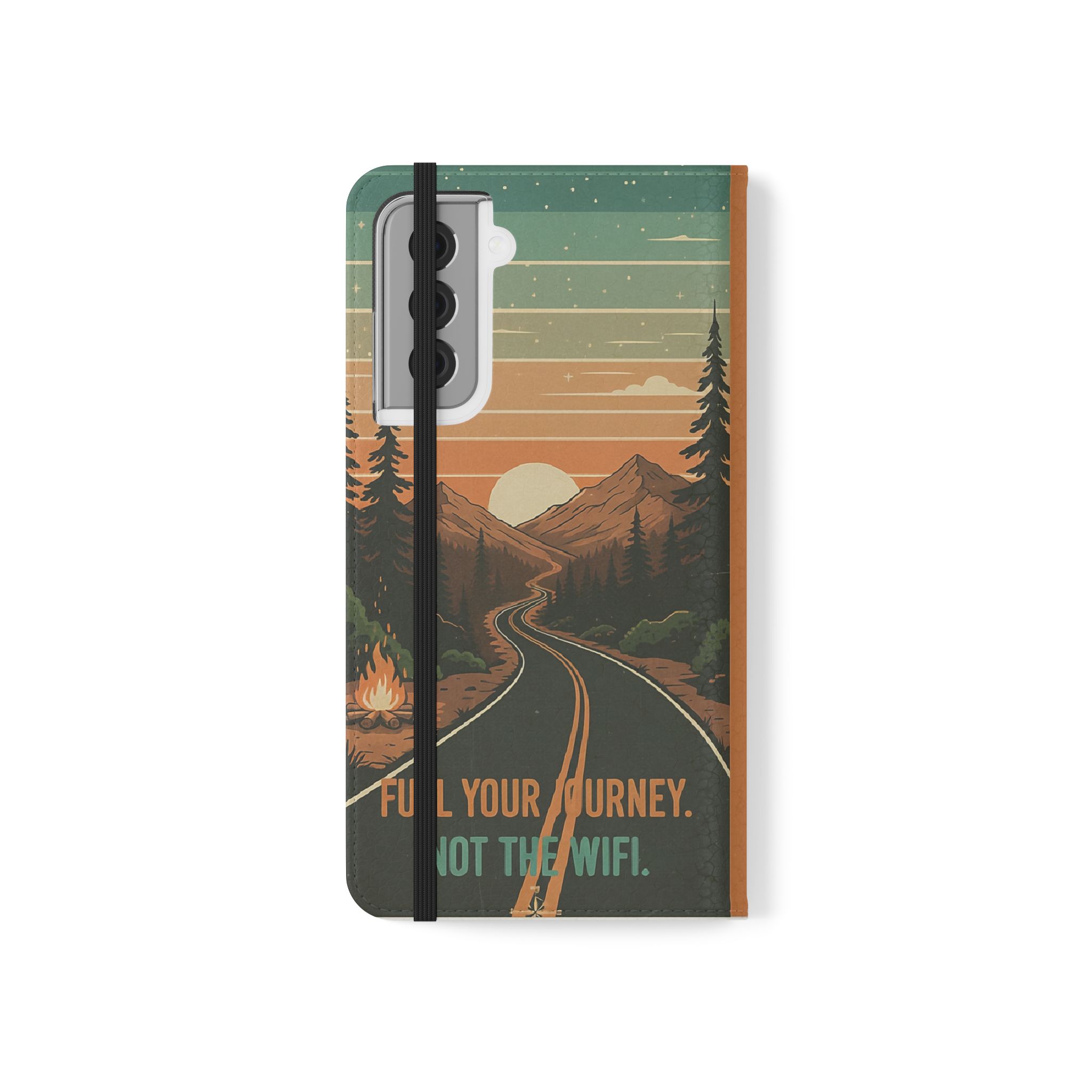 Flip Phone Case — "Adventure Awaits Unplug & Drive" Wallet Case