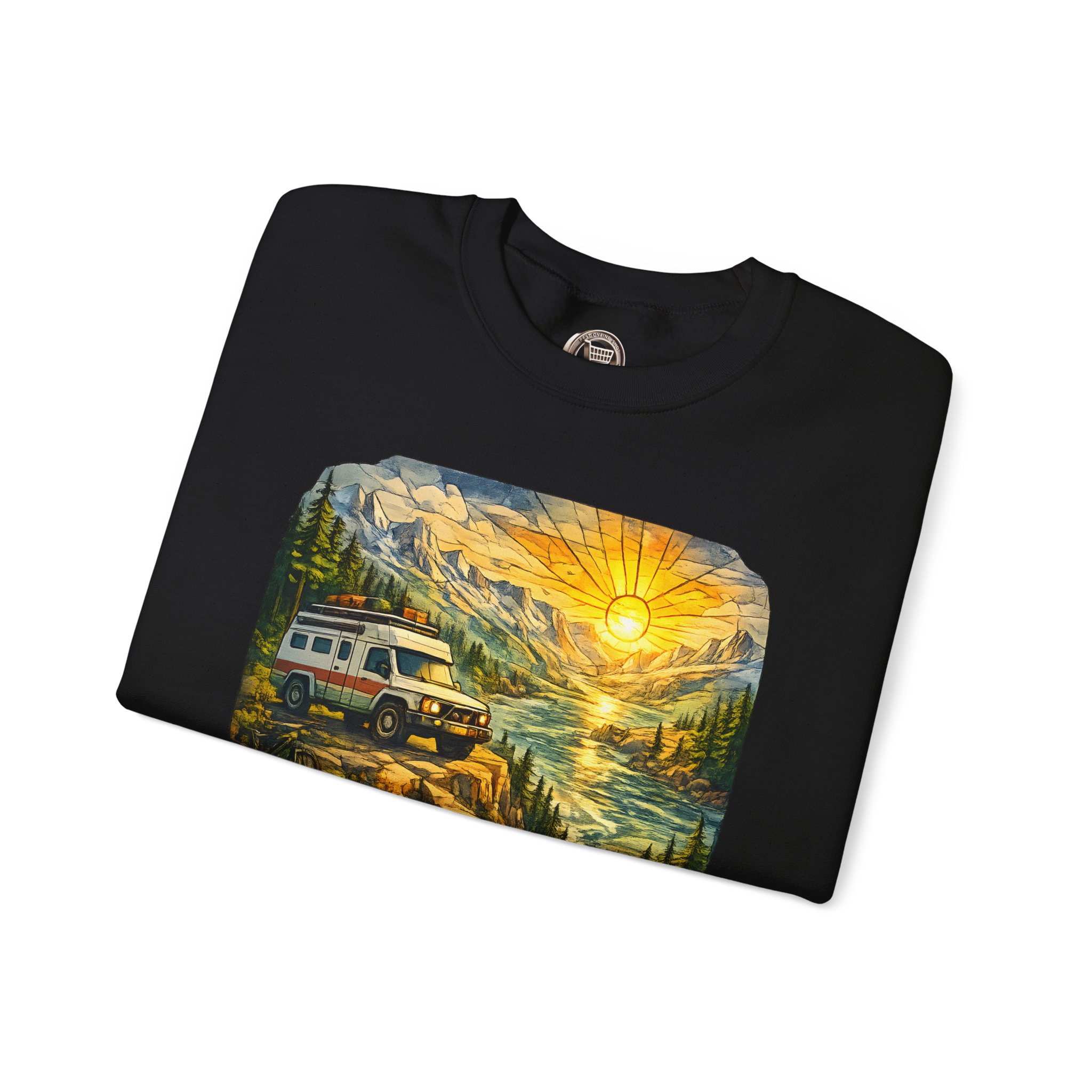 Unisex Heavy Blend™ Crewneck Sweatshirt — "Let The Journey Be Your Home" Design Cubic-Line