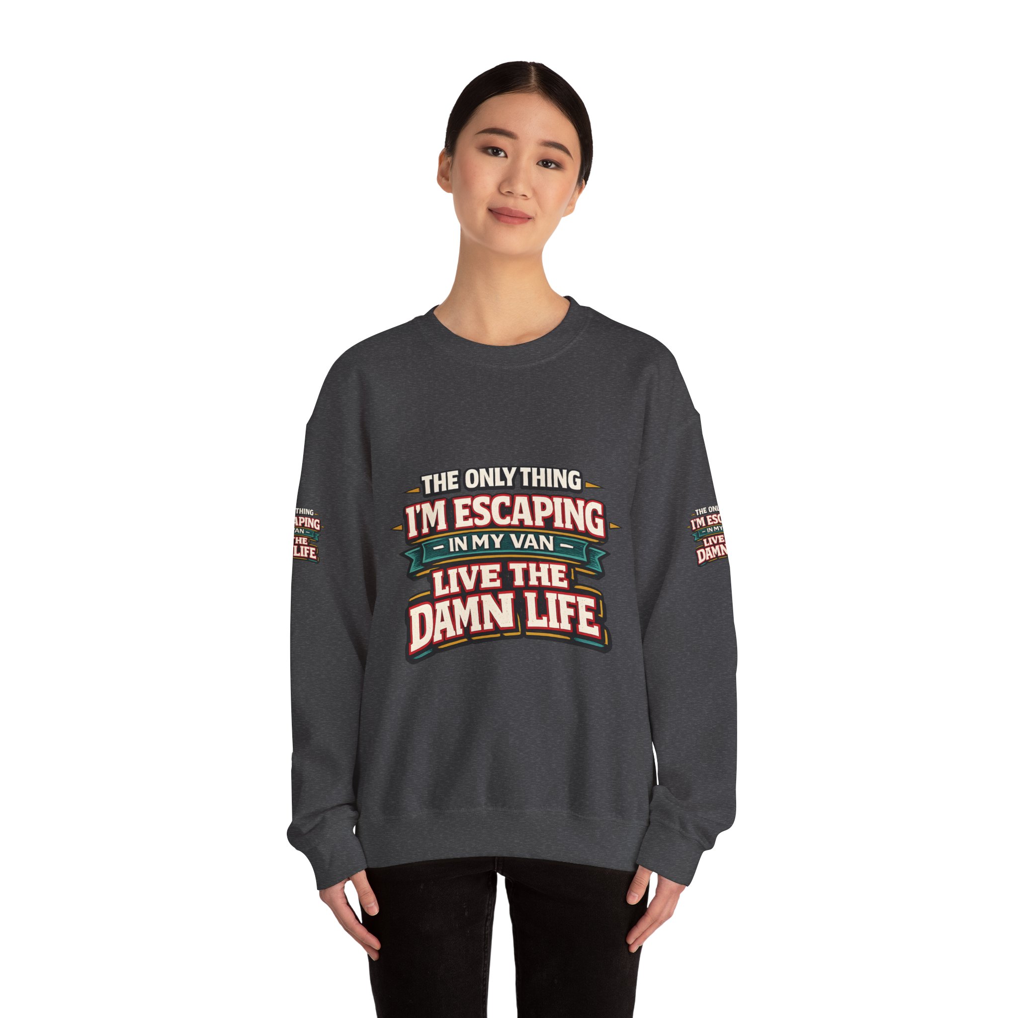 Unisex Heavy Blend™ Crewneck Sweatshirt — "The Only Thing I´m Escaping" Design F**K-Line