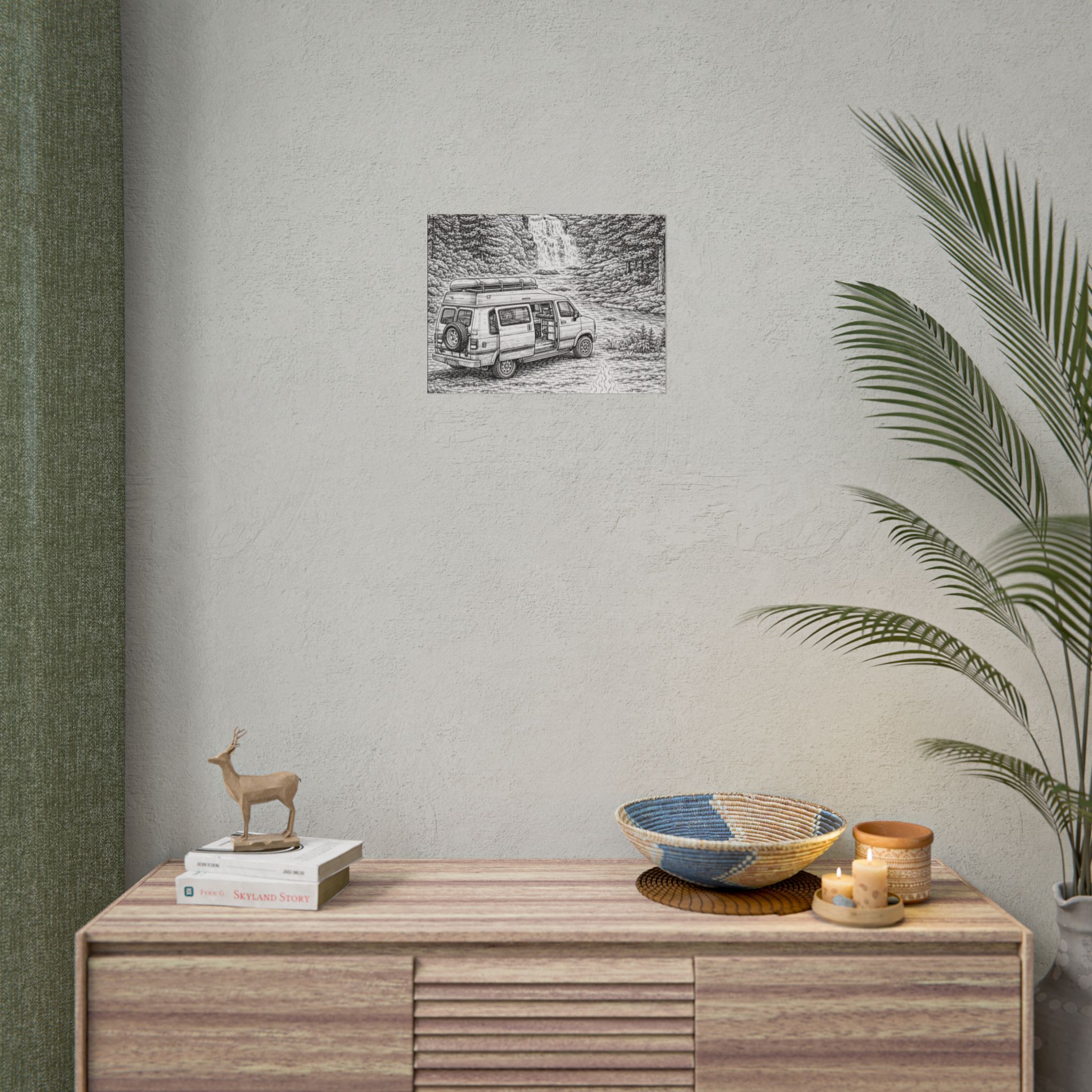 Campervan Poster — Vintage RV Camping Landscape Wall Art