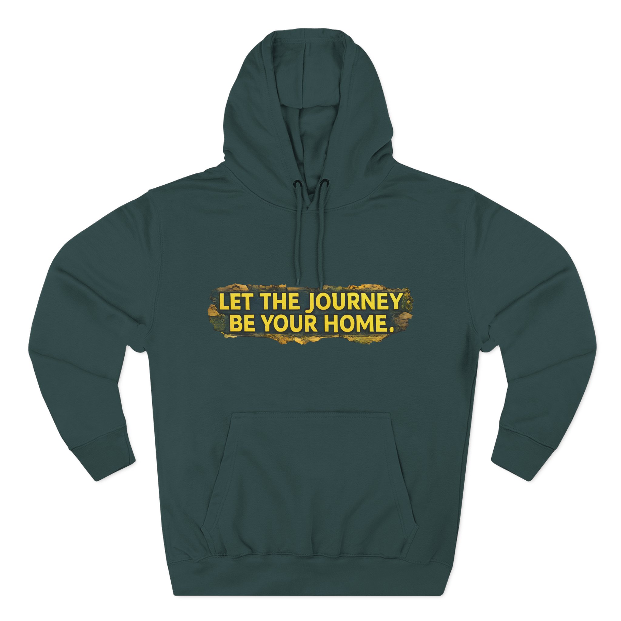 Three-Panel Fleece Hoodie - "Let The Journey Be Your Home" Design Cubic-Line