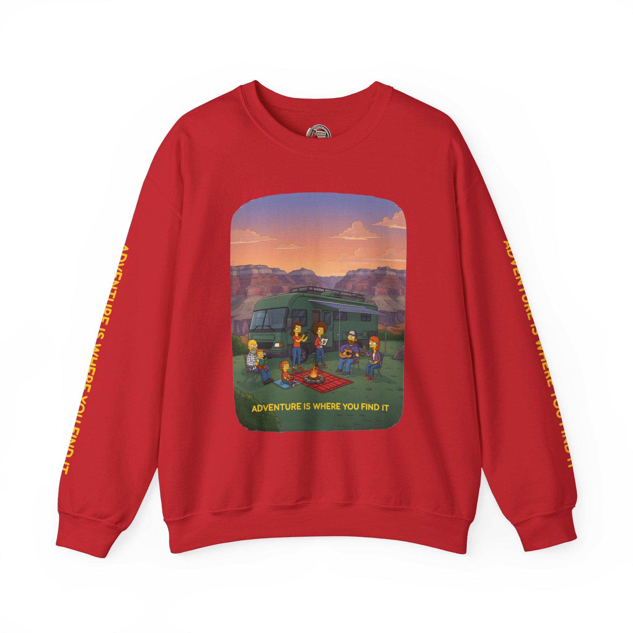 Unisex Heavy Blend™ Crewneck Sweatshirt — "Adventure Is Where You Find It" Design Sitcom-Line
