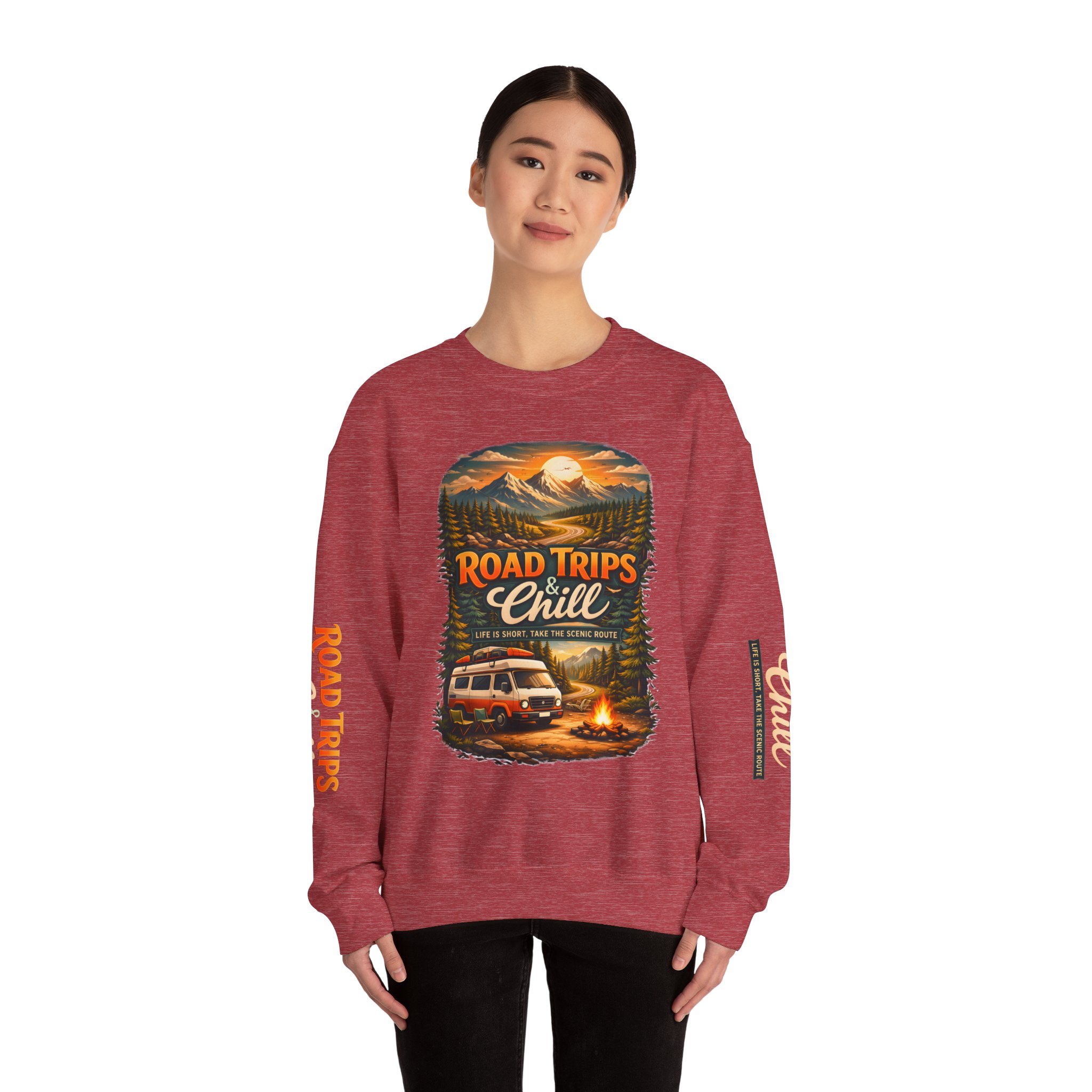 16559342992239778218_2048.jpeg Unisex Heavy Blend™ Crewneck Sweatshirt — "Road Trips & Chill" Design Scenic-Line