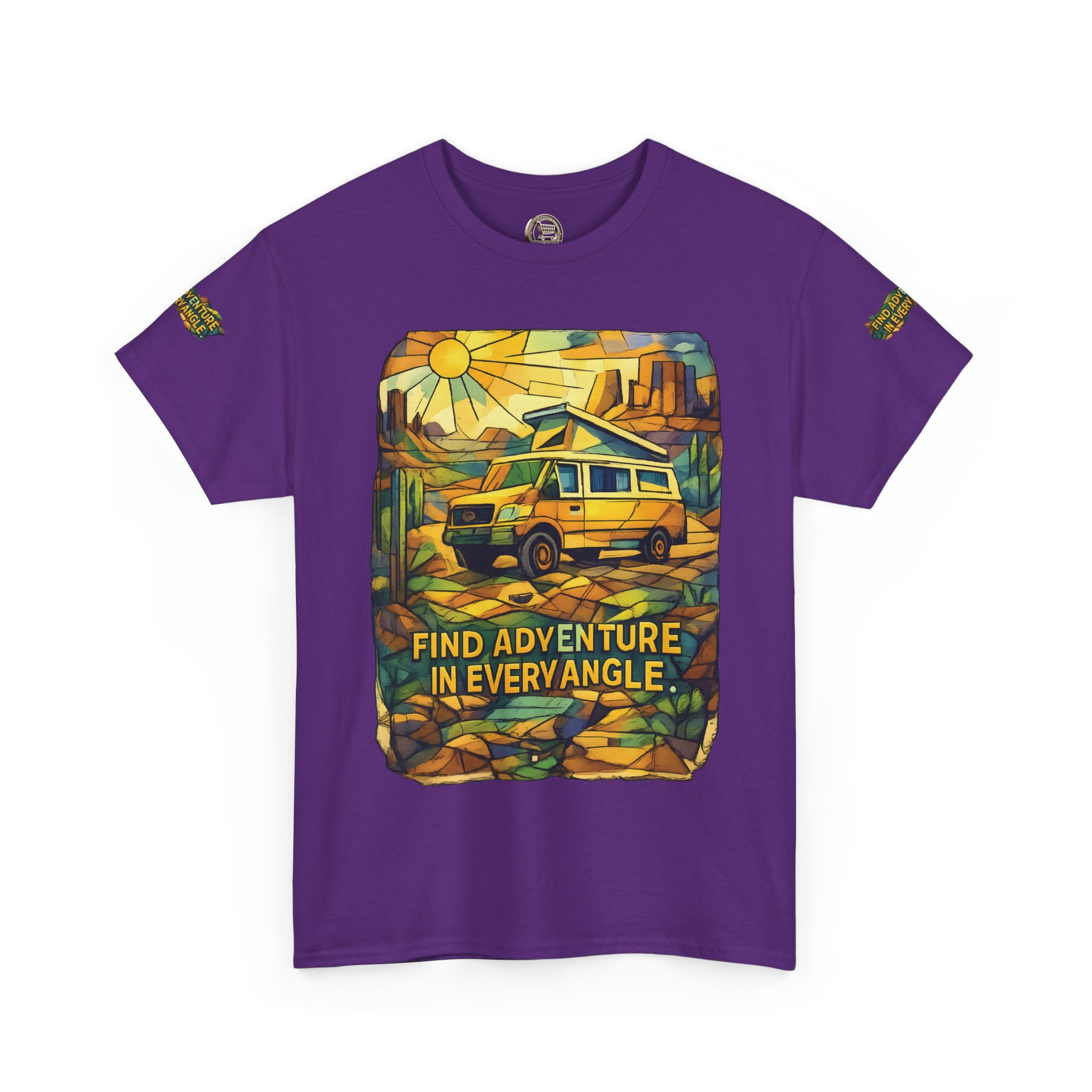 Unisex Heavy Cotton Tee — "Find Adventure In Every Corner" Design Cubic-Line