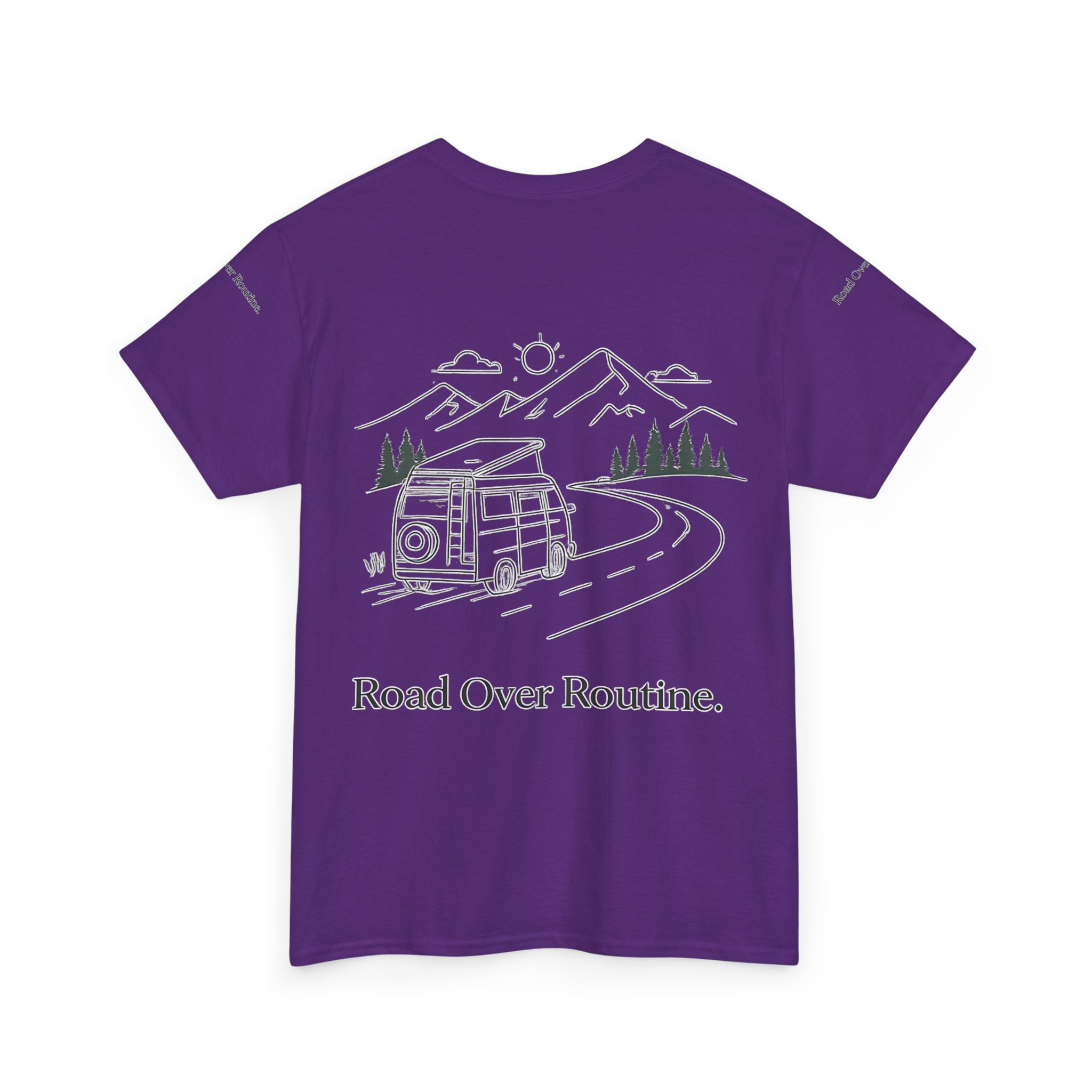 Unisex Heavy Cotton Tee — "Road Over Routine" Design Minimal-Line