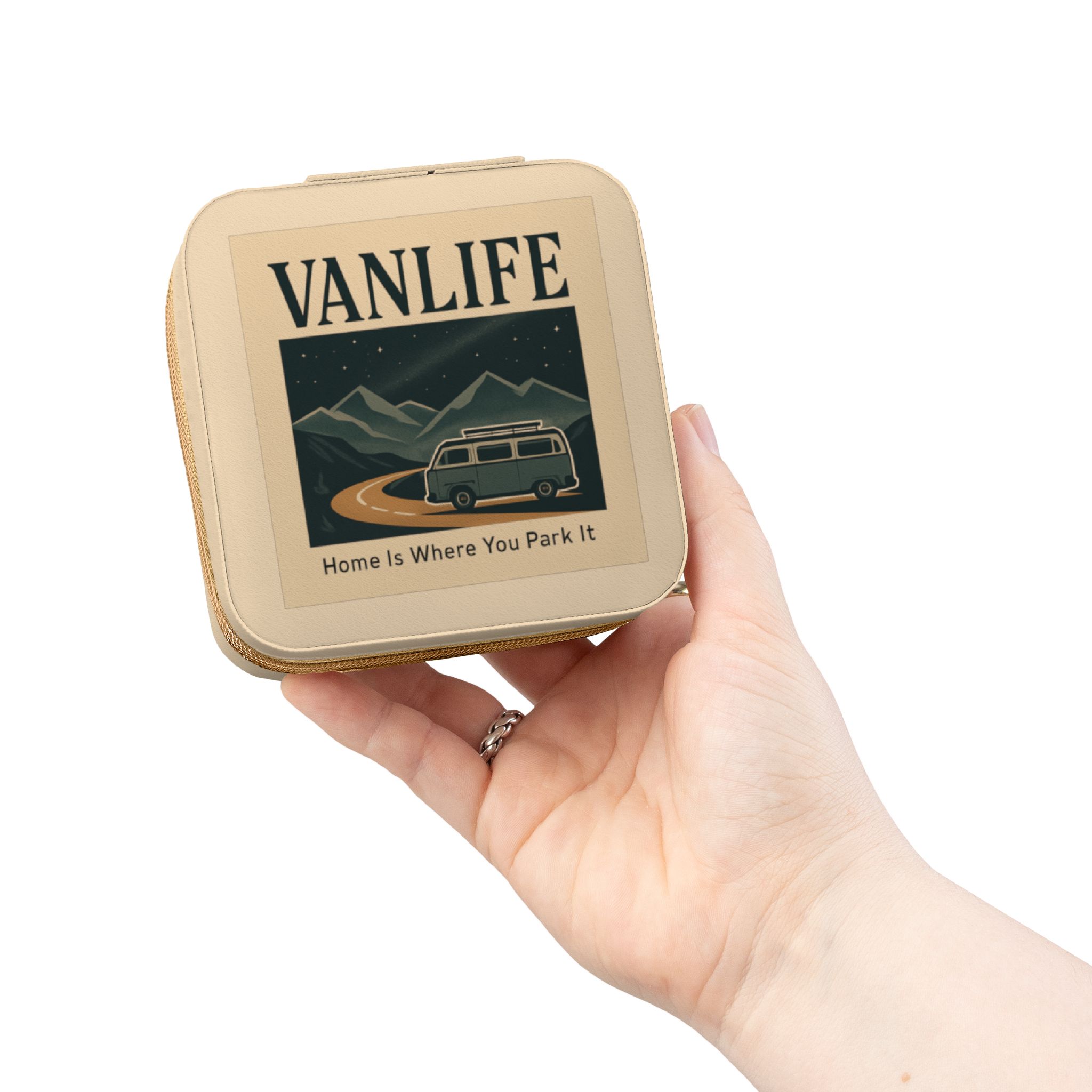 "NEW" Vanlife Jewelry Travel Case – ("Home Is Where You Park It -But The View keep Changing”) Compact Ring & Earring Organizer ("Home Is Where You Park It -But The View keep Changing”)