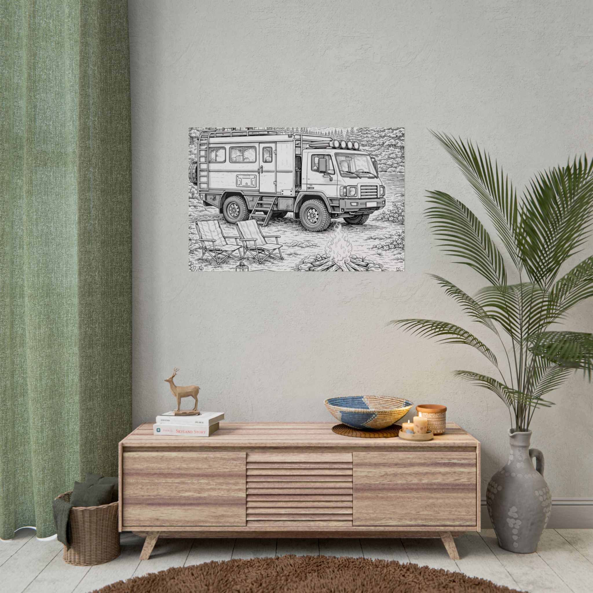 Campervan Poster — Vintage RV Camping Landscape Wall Art