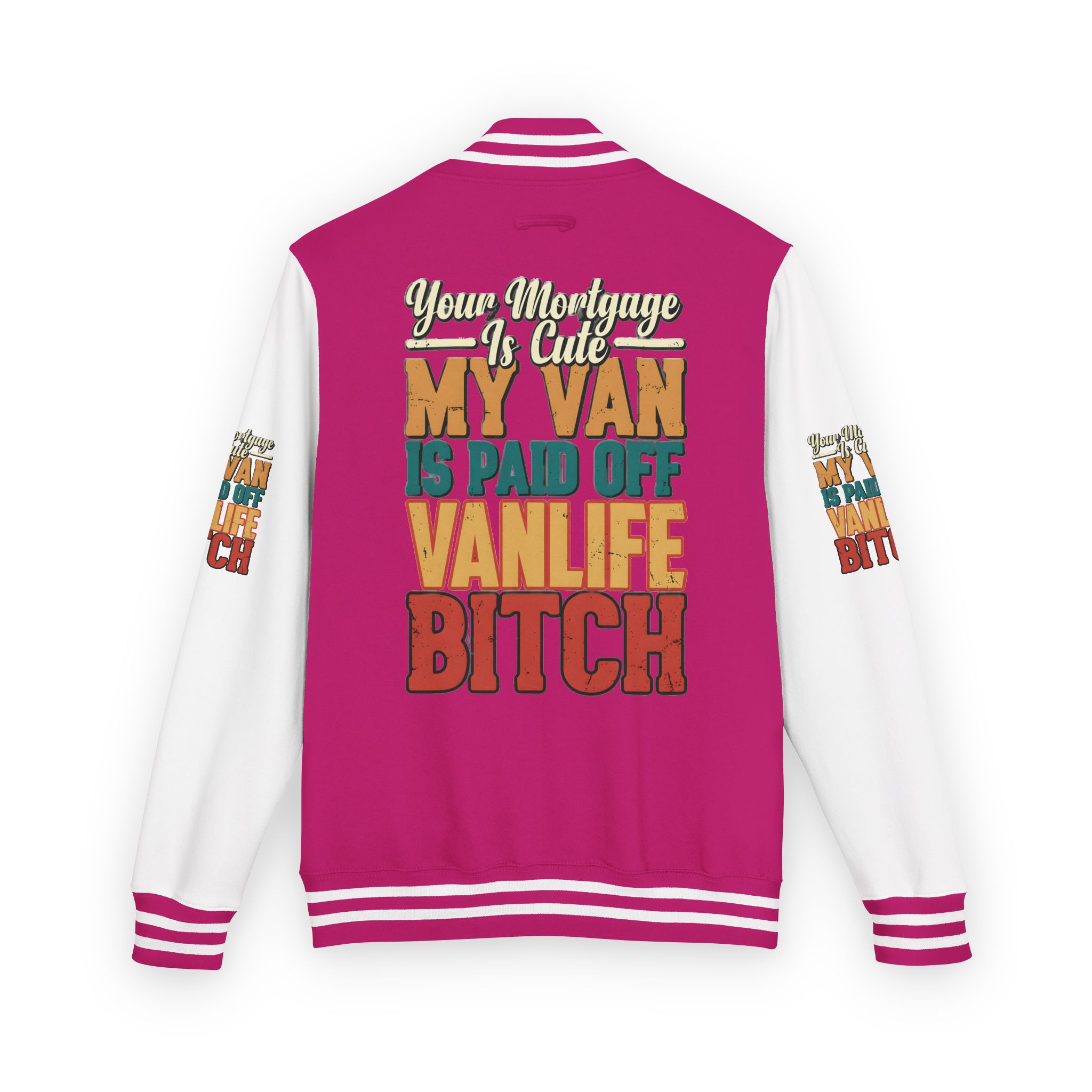 Unisex Heavyweight Letterman Jacket — "Your Mortgage Is Cute" Design F**K-Line
