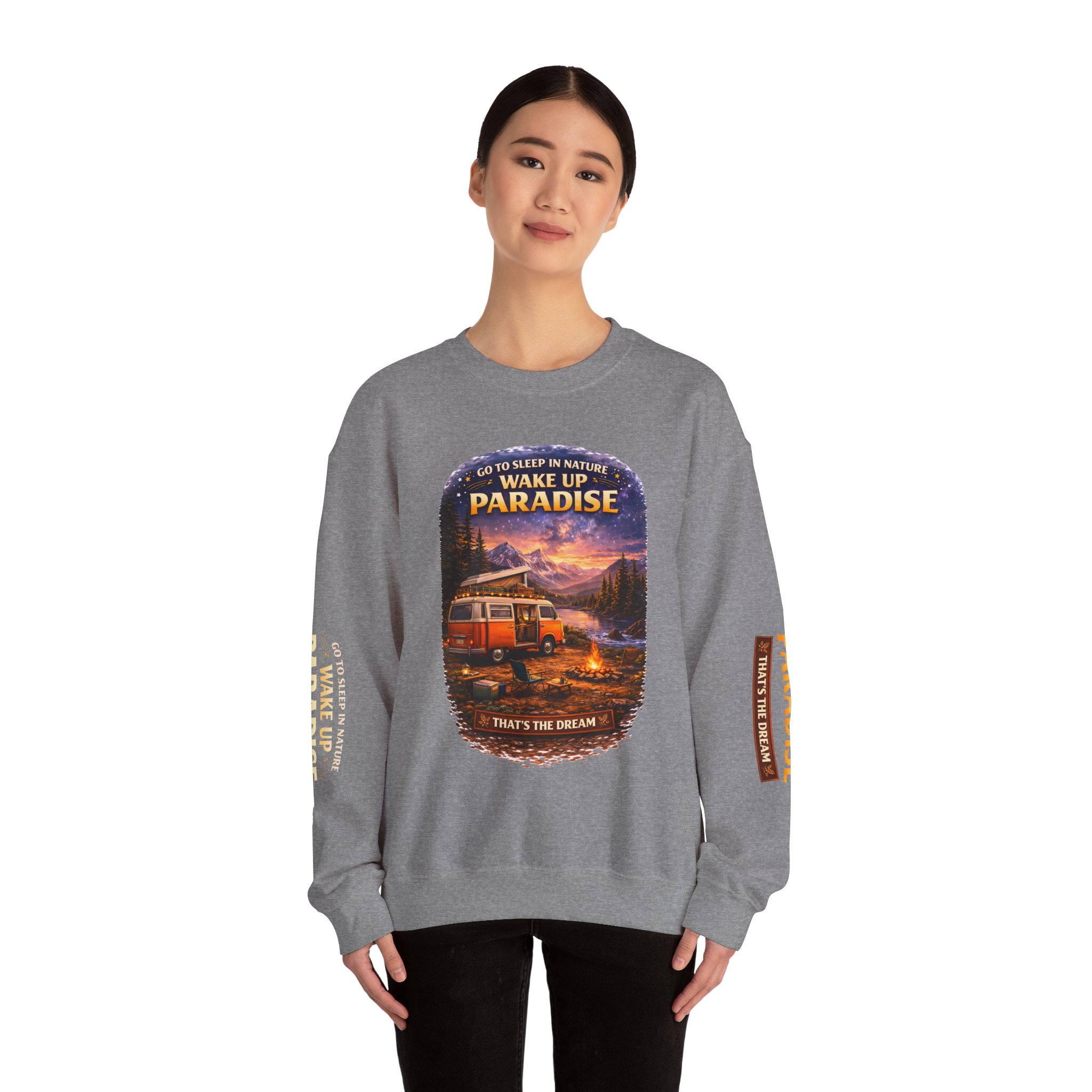 Unisex Heavy Blend™ Crewneck Sweatshirt — "Go To Sleep Nature " Design Scenic-Line
