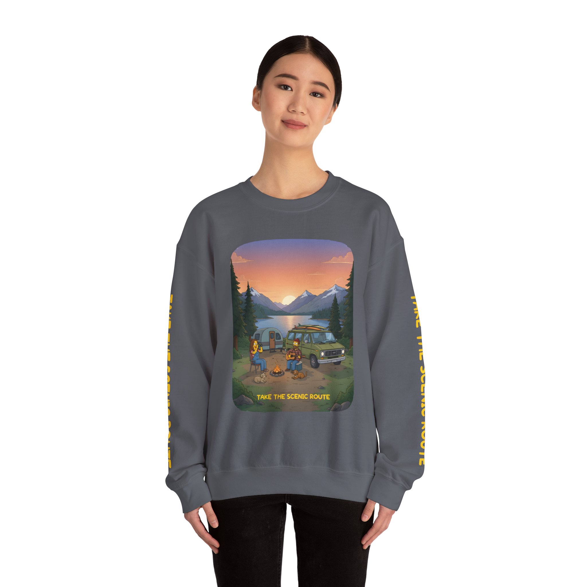 Unisex Heavy Blend™ Crewneck Sweatshirt — "Take The Scenic Route" Design Sitcom-Line