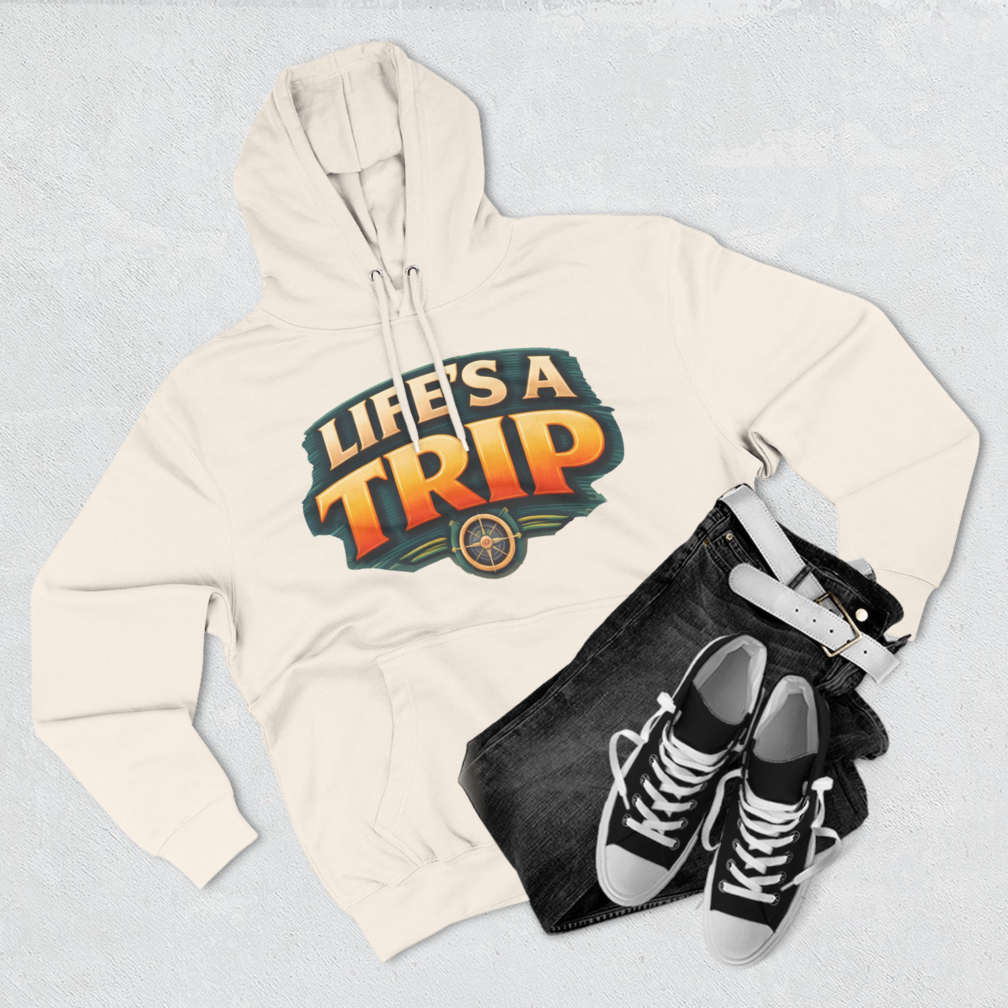 Three-Panel Fleece Hoodie - "Life s A Trip" Design Scenic-Line