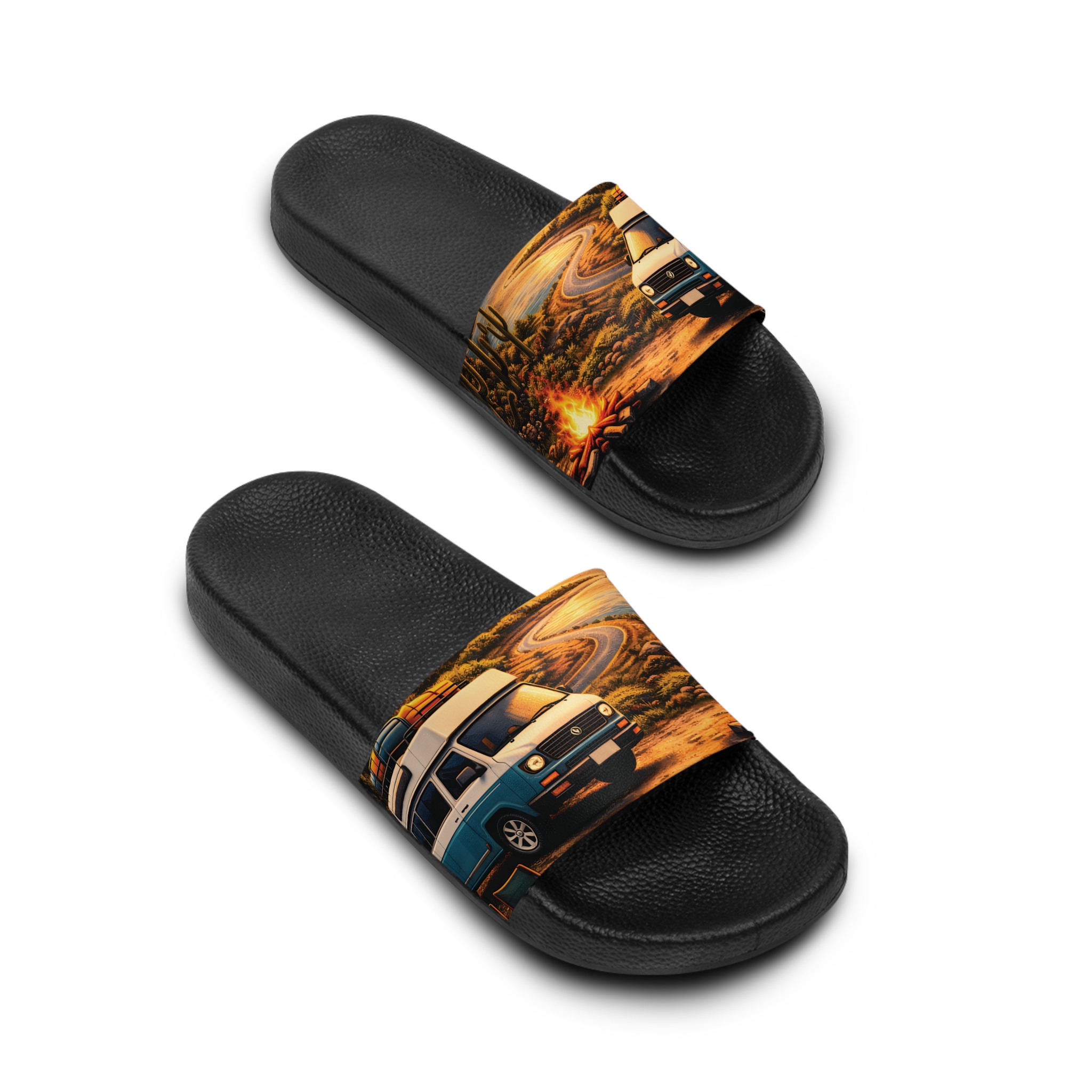 Women's Slide Sandals - Blue Camper Slides (Scenic-Line)