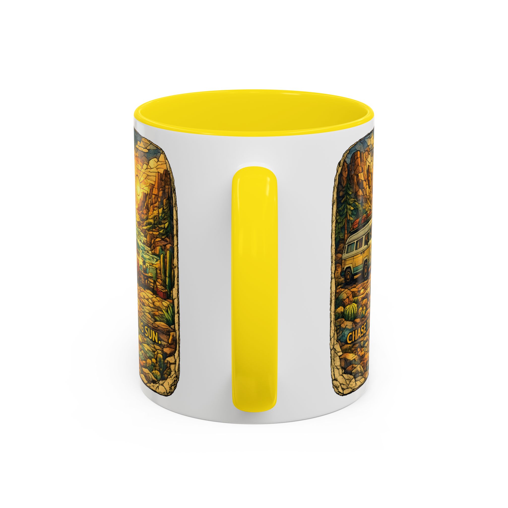 16585403204873111479_2048.jpeg Accent Coffee Mug (11, 15oz) — "Chase The Settings Sun" Design Cubic-Line