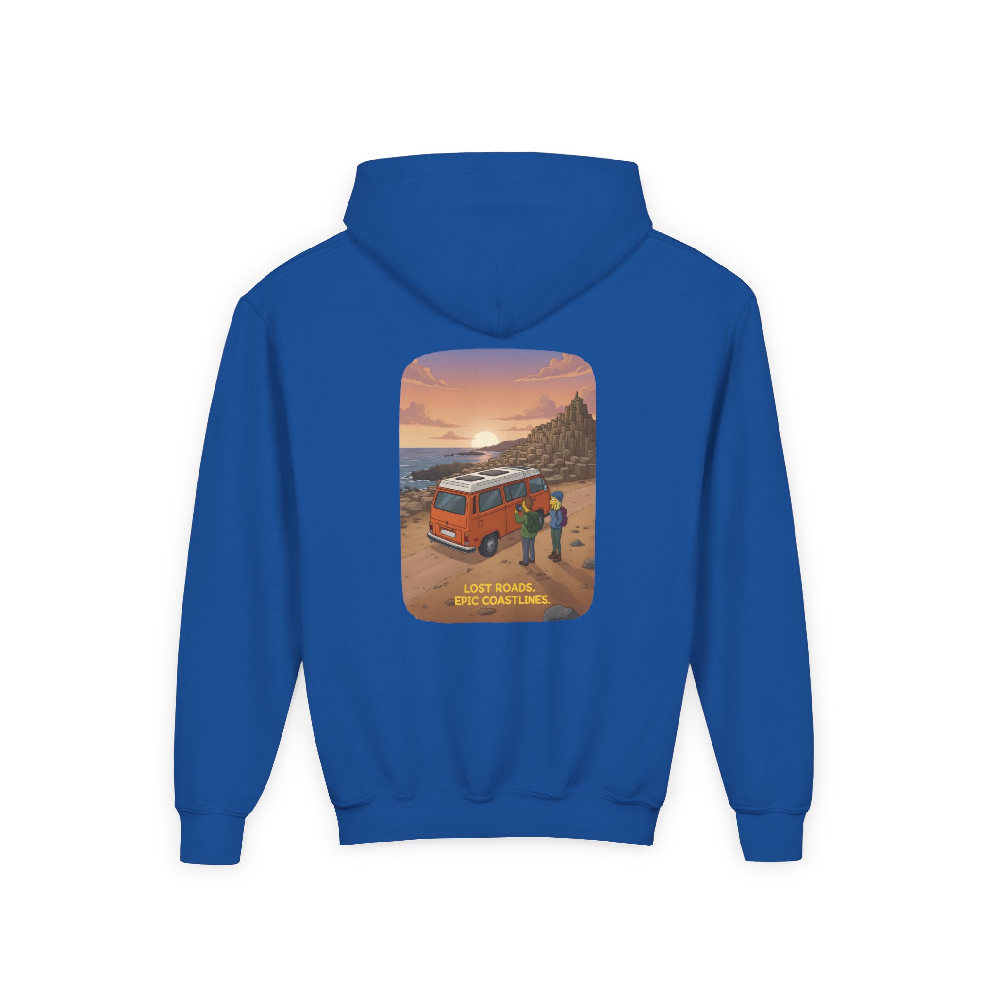 Youth Hoodie(Gildan) – "Lost Roads Epic Coastlines" (Design Sitcom-Line)