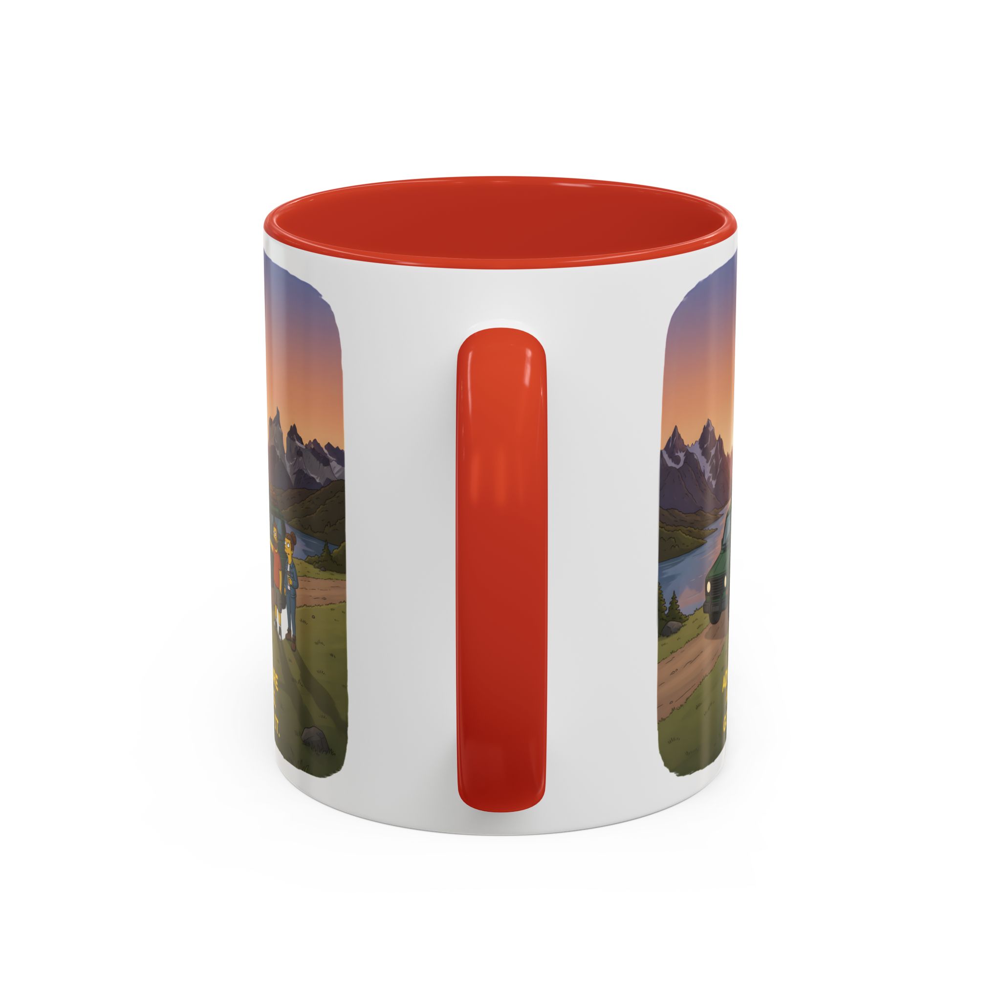 Accent Coffee Mug (11, 15oz) — "Adventure Awaits-Go Find It" Design Sitcom-Line