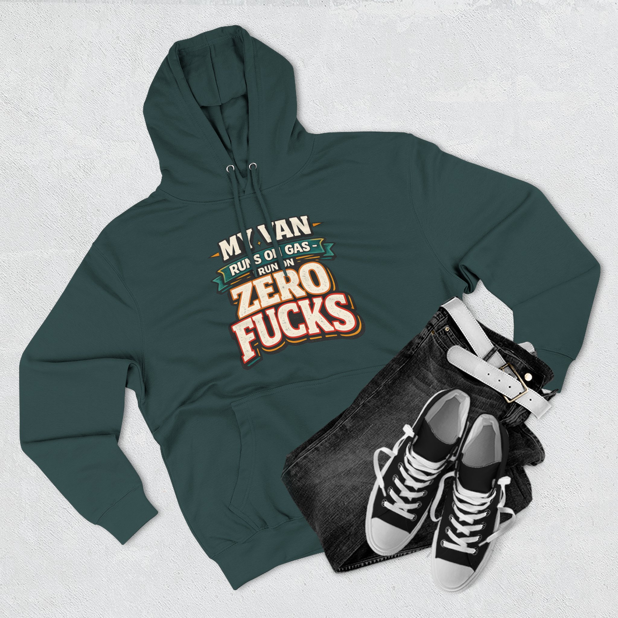 Three-Panel Fleece Hoodie - "My Van Runs On Gas" Design F**K-Line