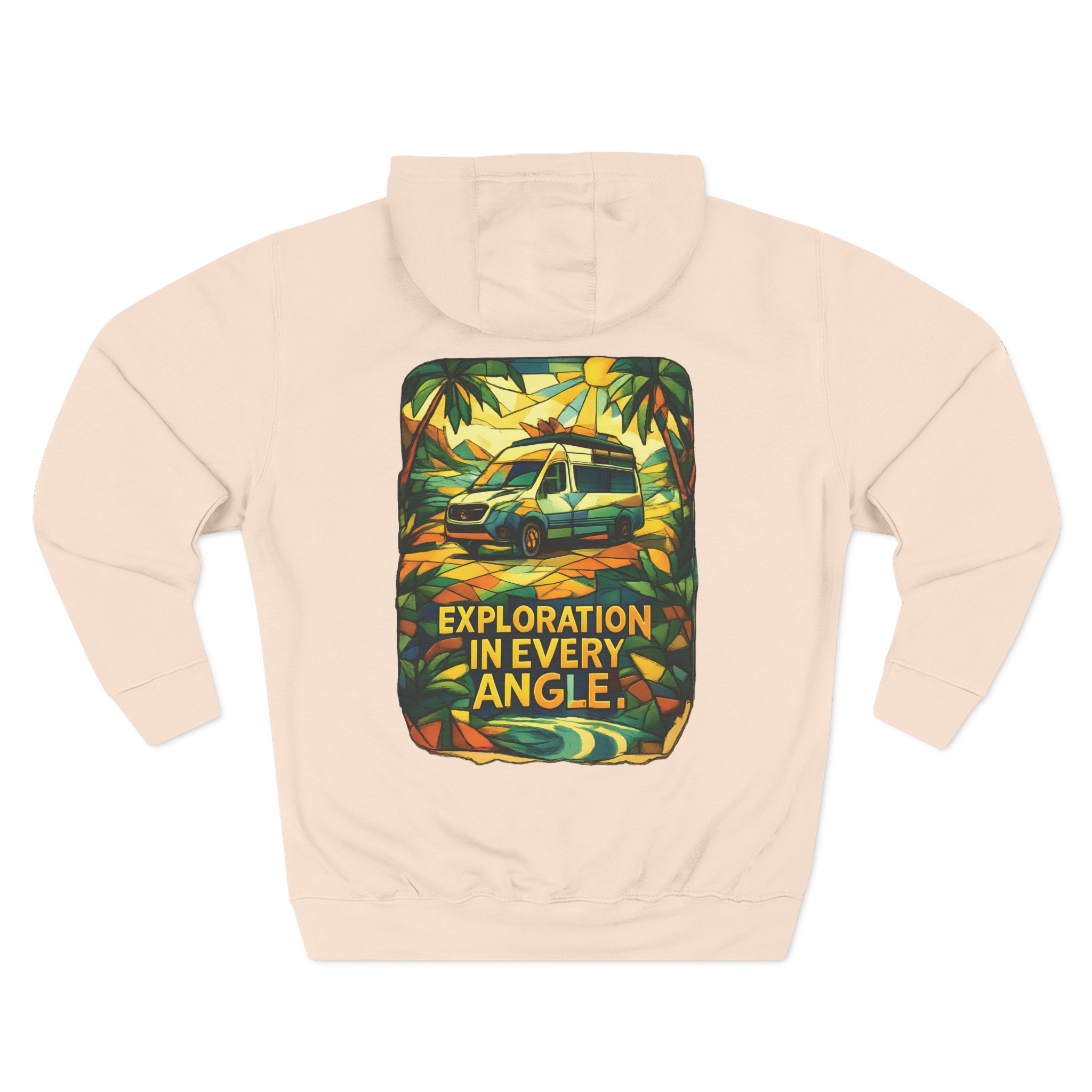 Three-Panel Fleece Hoodie - "Exploration In Every Angle" Design Cubic-Line