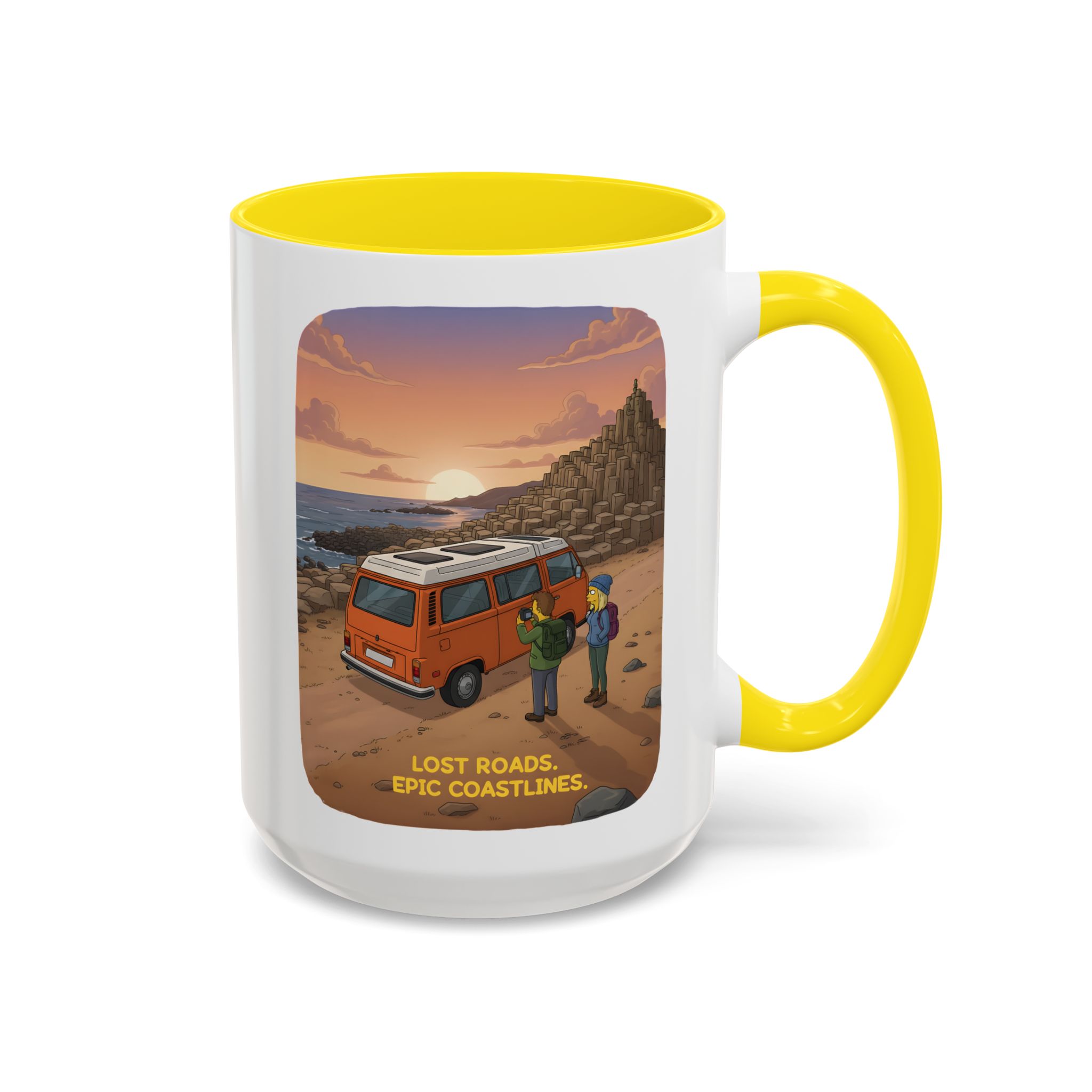 Accent Coffee Mug (11, 15oz) — "Lost Roads Epic Coastlines" Design Sitcom-Line