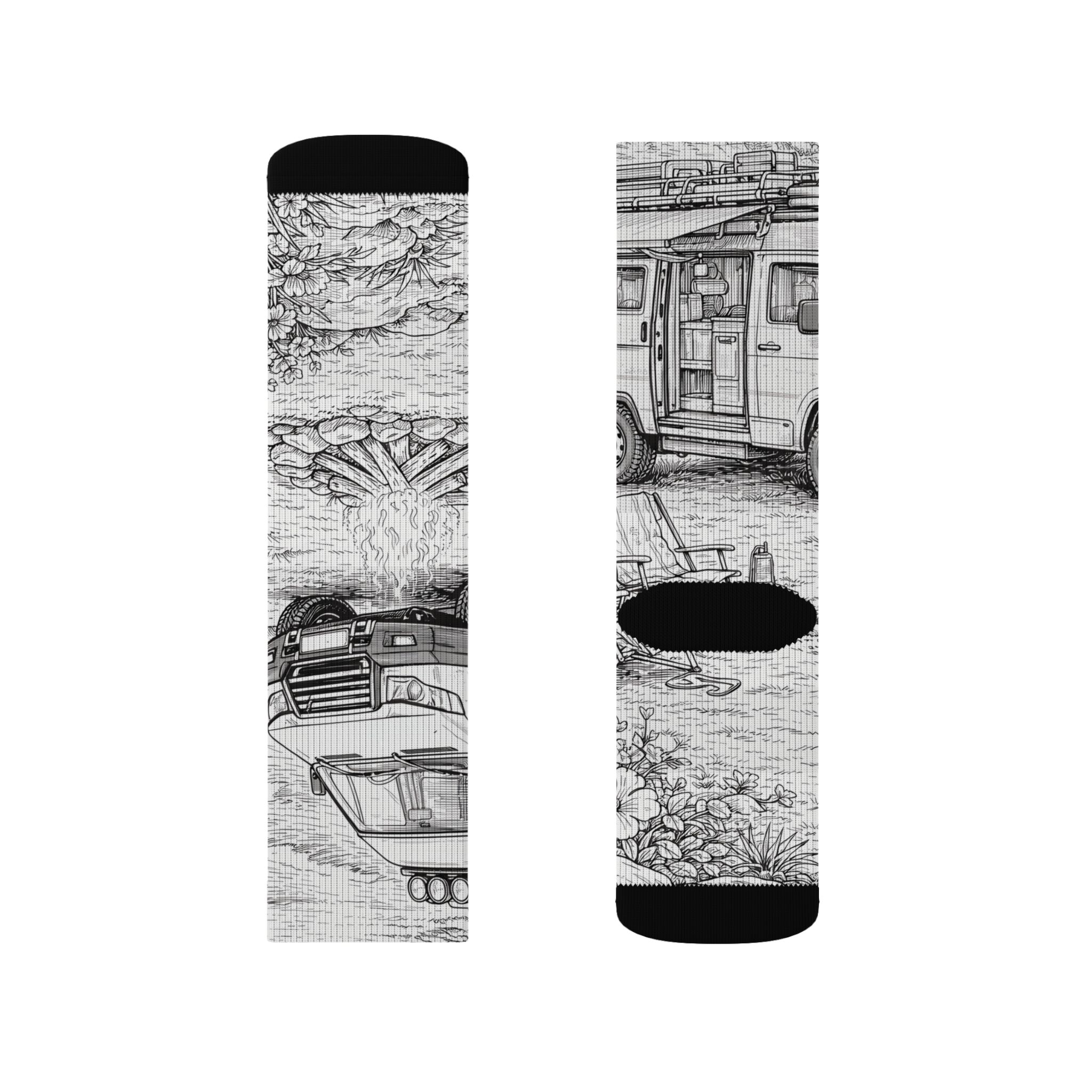 Sublimation Socks — Retro Camper Roadtrip Crew Socks