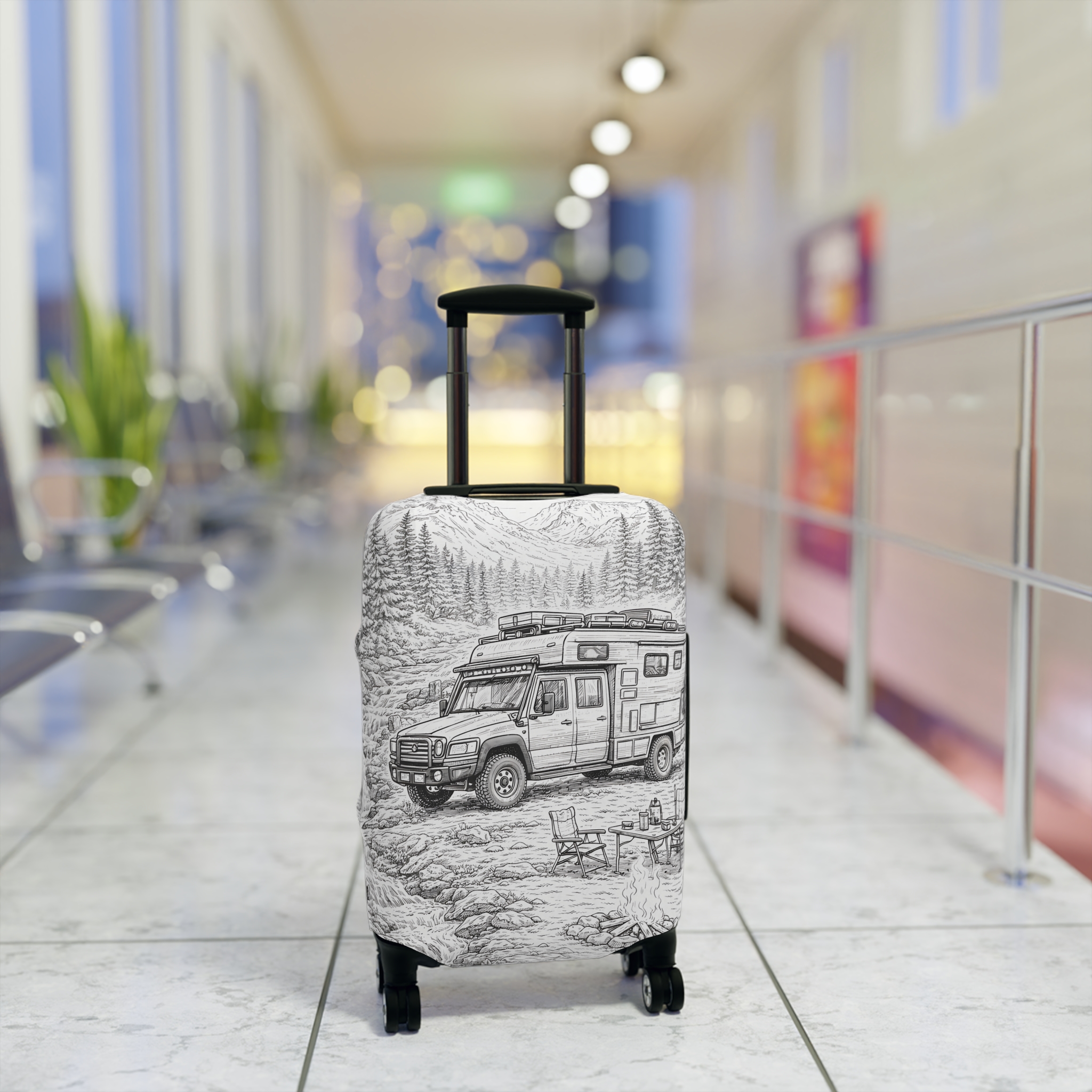 16615506826113643188_2048.jpeg Luggage Cover — Adventure Camper Sketch Travel Suitcase