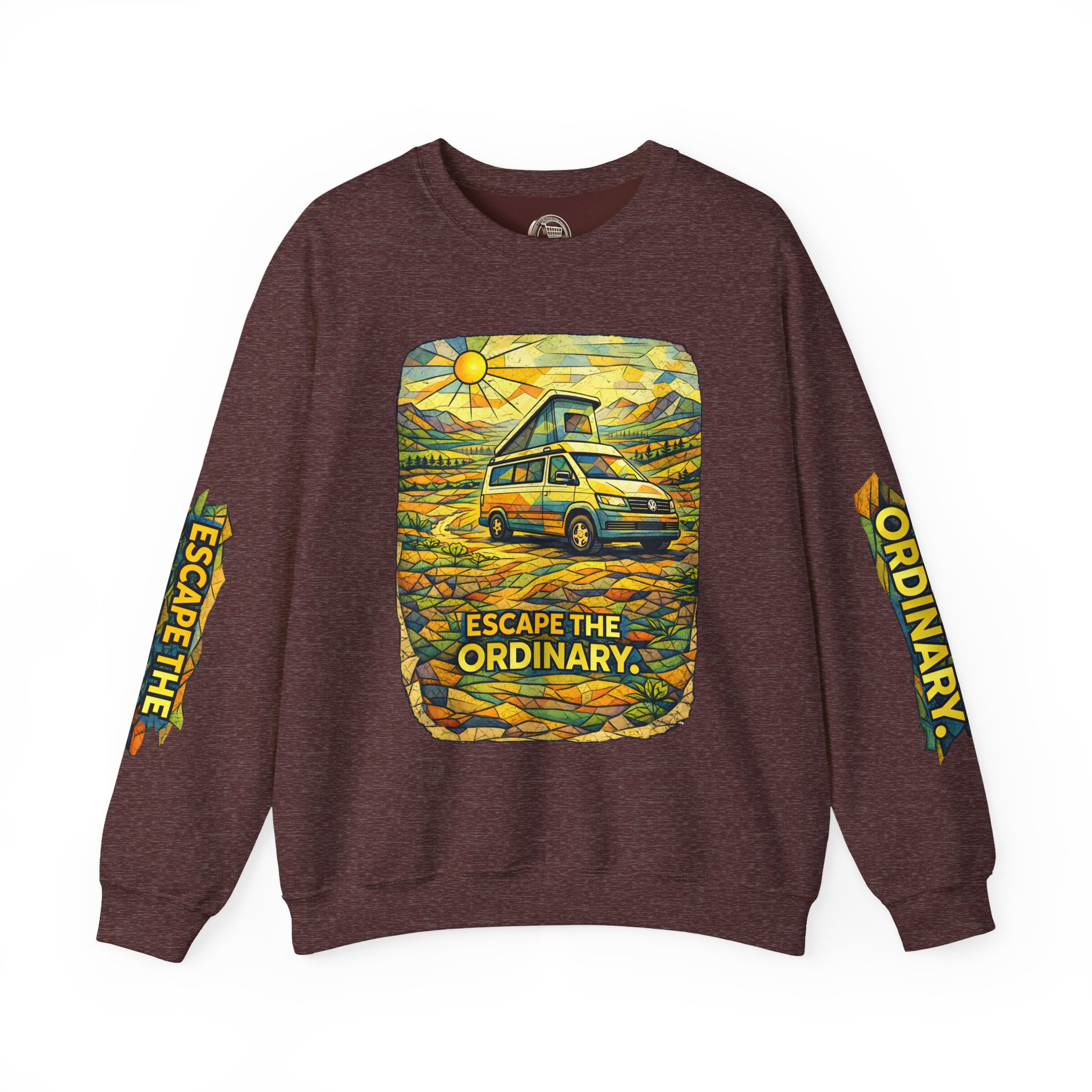 Unisex Heavy Blend™ Crewneck Sweatshirt — "Escape The Ordinary" Design Cubic-Line