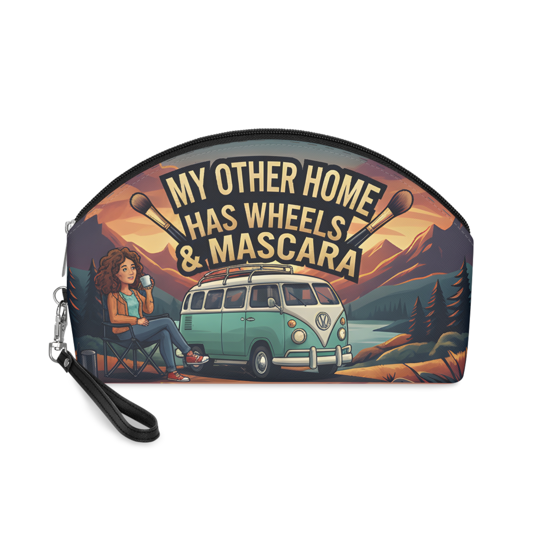Makeup Bag — "My Other Home Has Wheels and Mascara" campervan quoted