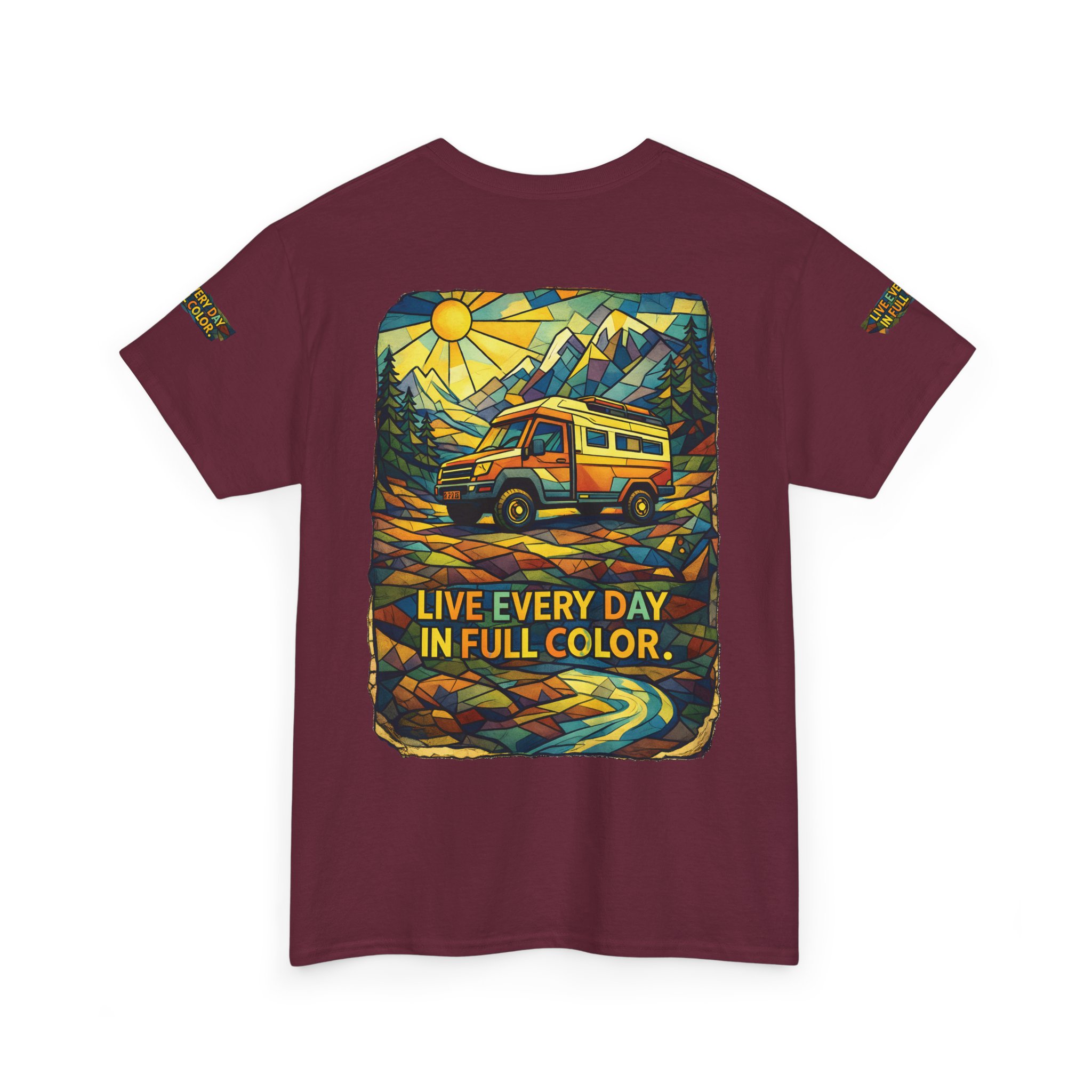 16617295811110073821_2048.jpeg Unisex Heavy Cotton Tee — "Live Life Every Day In Full Color" Design Cubic-Line