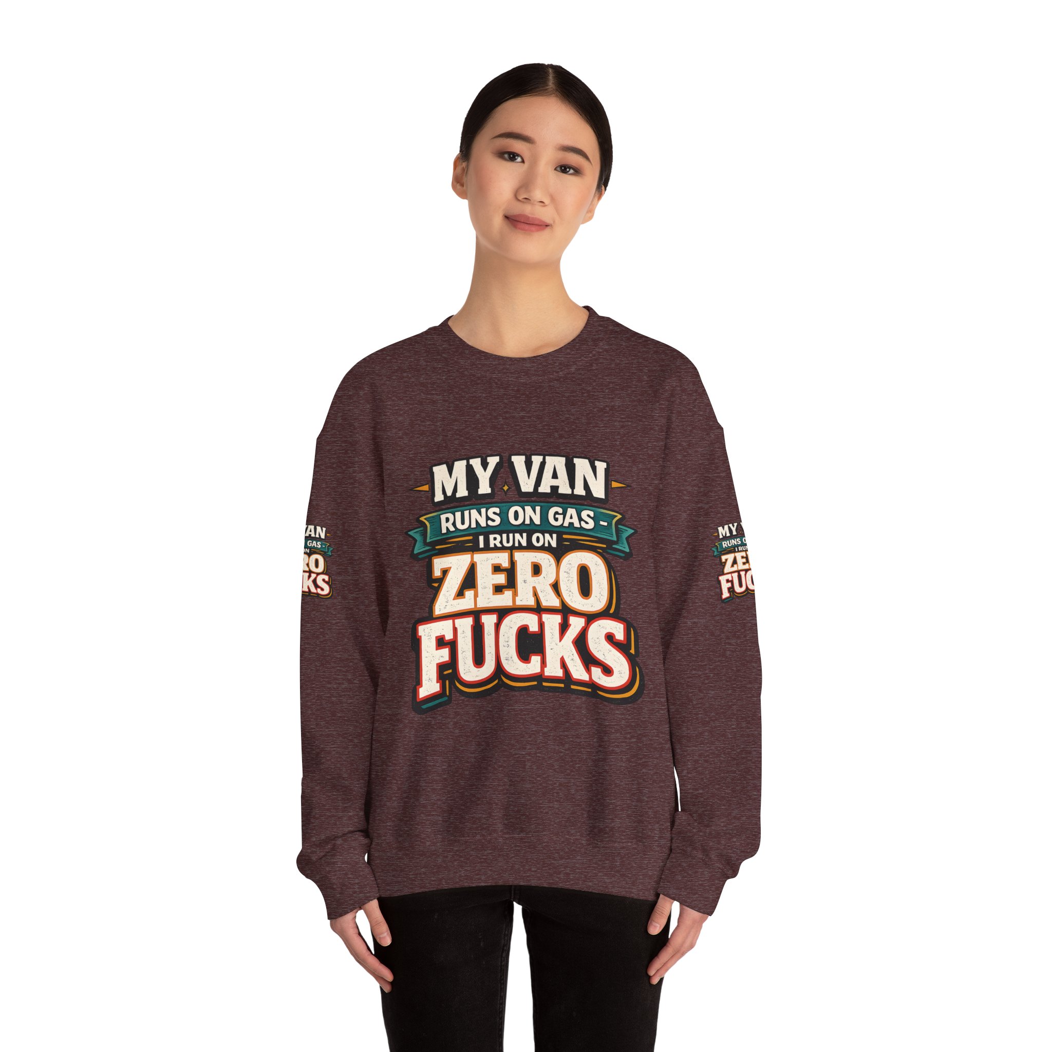 Unisex Heavy Blend™ Crewneck Sweatshirt — "My Van Runs On Gas" Design F**K-Line