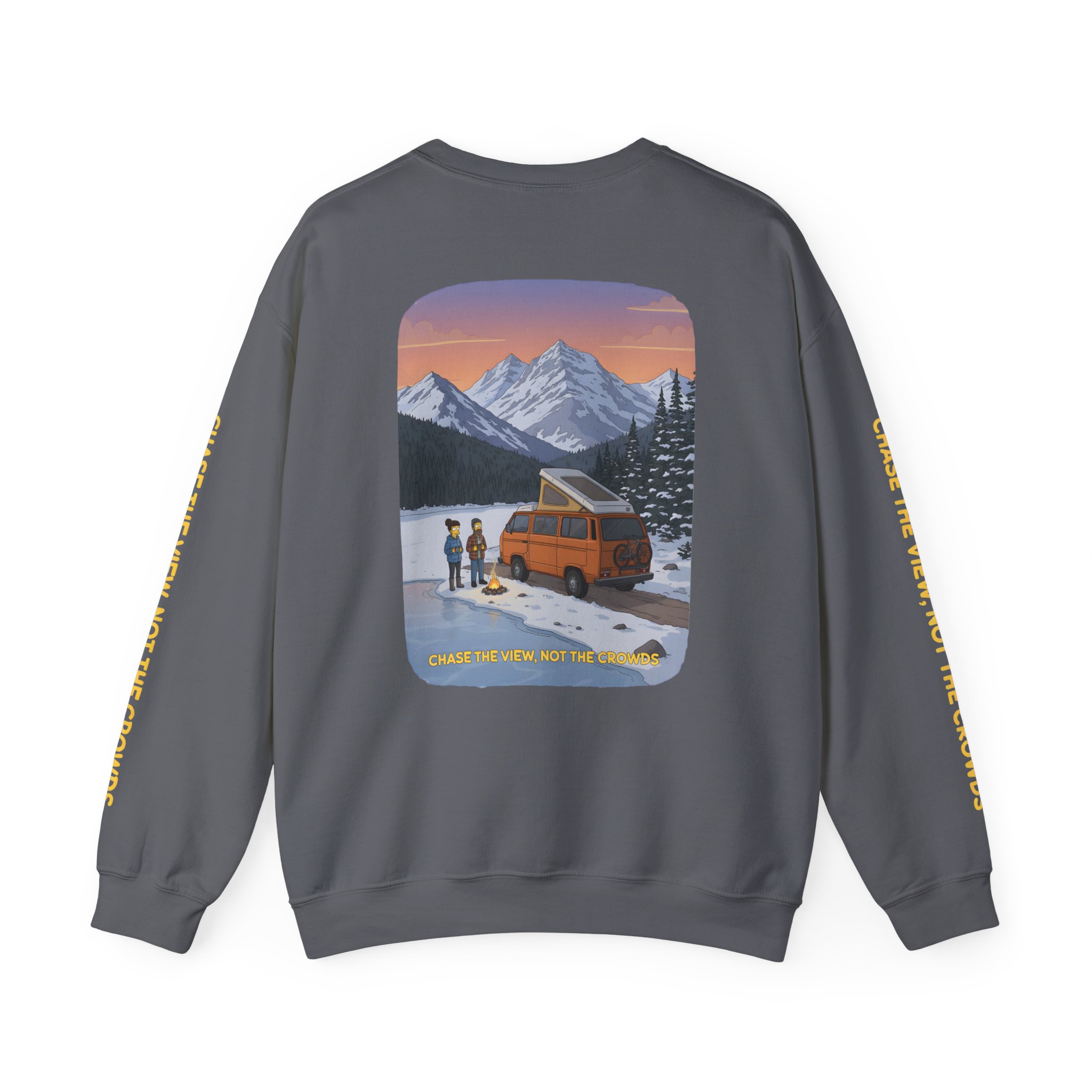 Unisex Heavy Blend™ Crewneck Sweatshirt — "Chase The Views-Not The Crowds"" Design Sitcom-Line