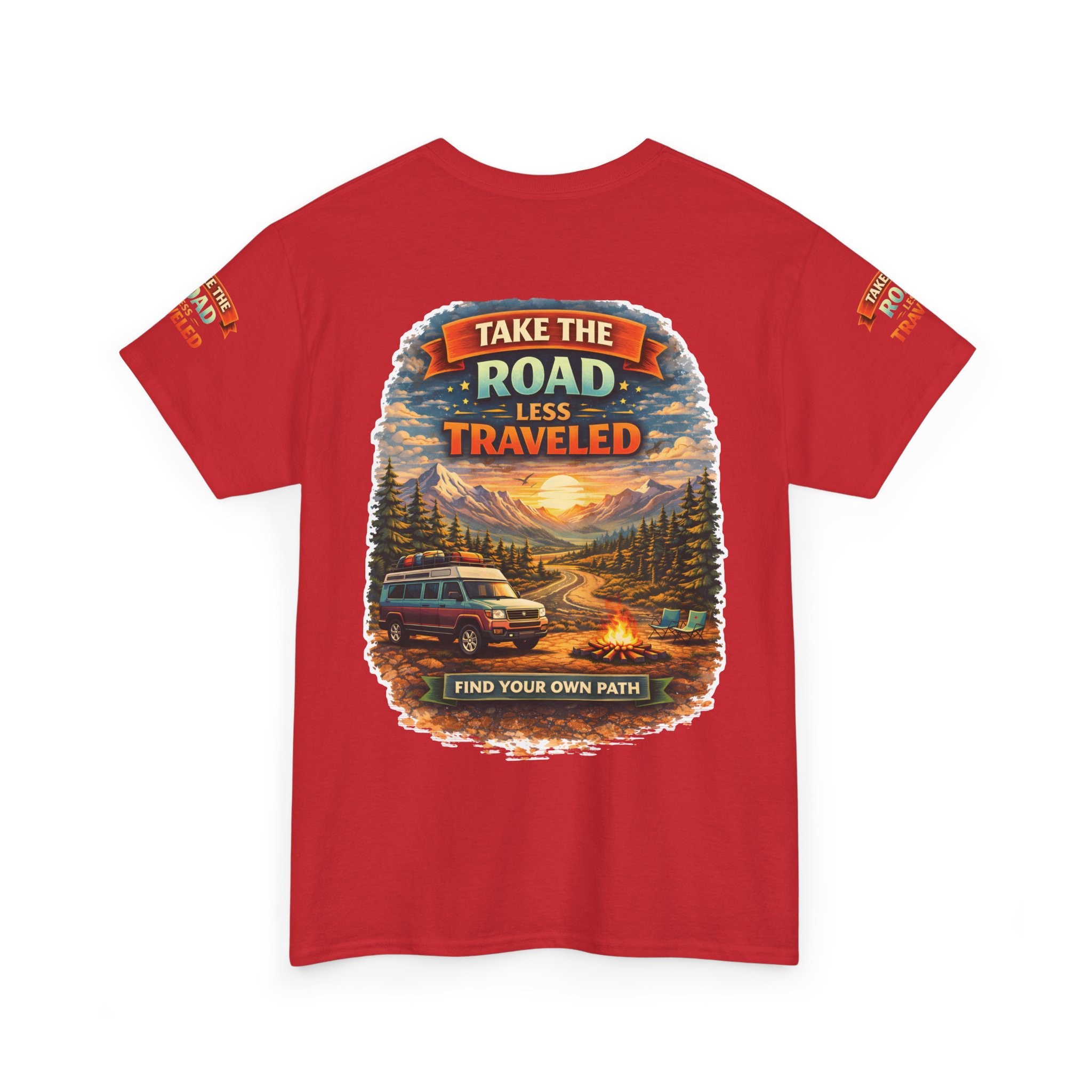 Unisex Heavy Cotton Tee — "Take The Road Less Traveled" Design Scenic-Line