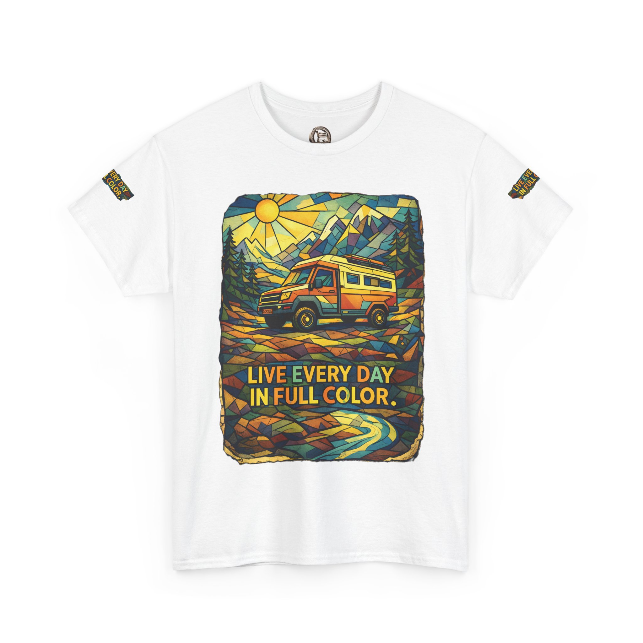 16628731295246107047_2048.jpeg Unisex Heavy Cotton Tee — "Live Life Every Day In Full Color" Design Cubic-Line