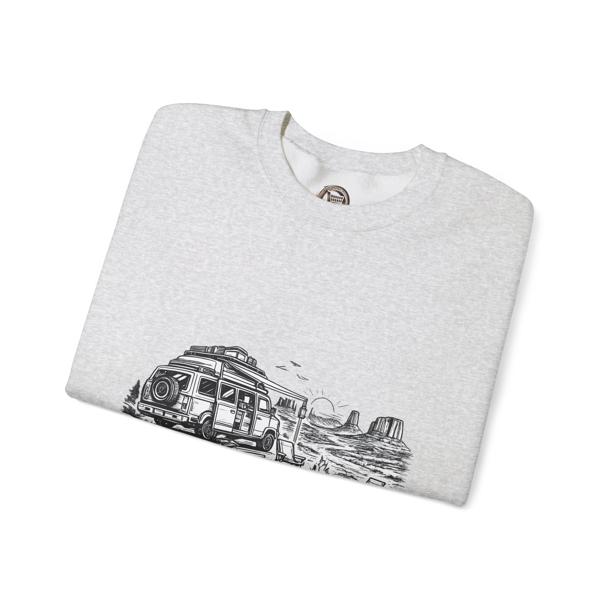 Unisex Heavy Blend™ Crewneck Sweatshirt — "Explore More Worry Less" Design Minimal-Line