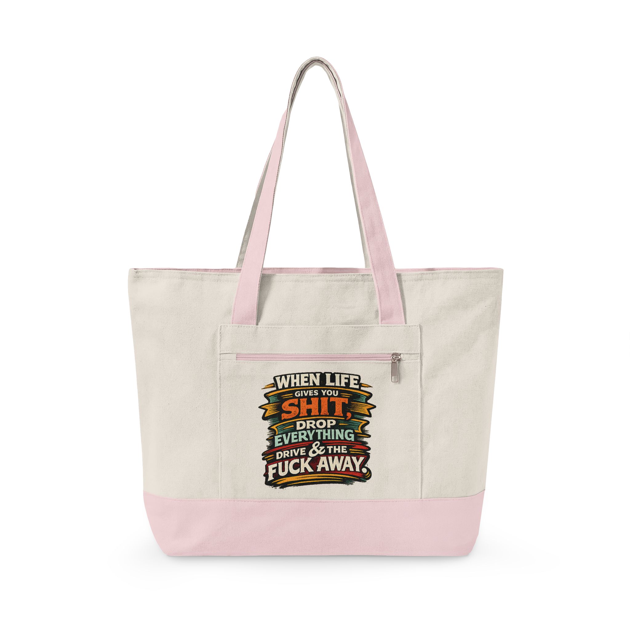 Zippered Canvas Tote — "When Life Gives You Shit" (Design F**K-Line)