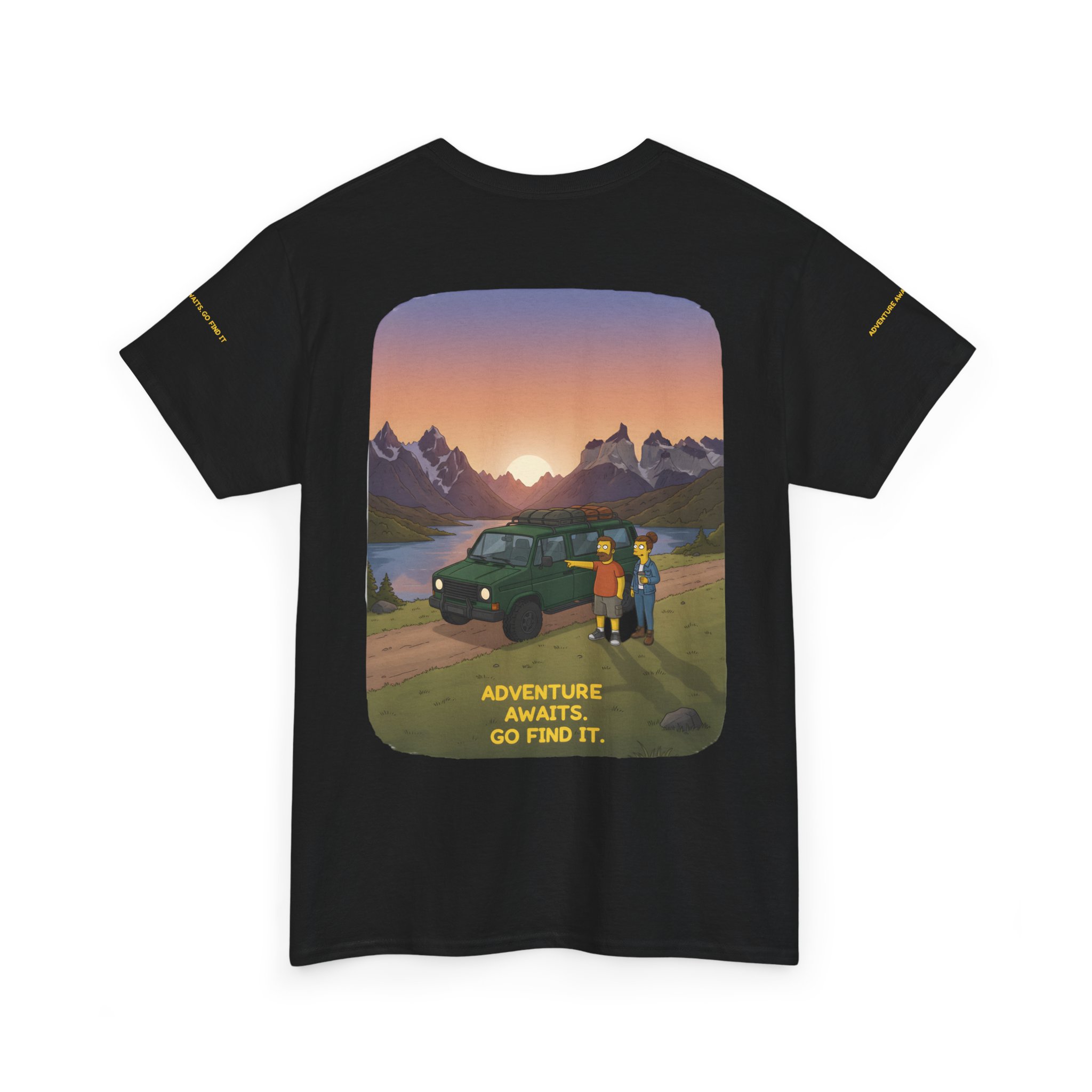 Unisex Heavy Cotton Tee — "Adventure Awaits-Go Find It" Design Sitcom-Line