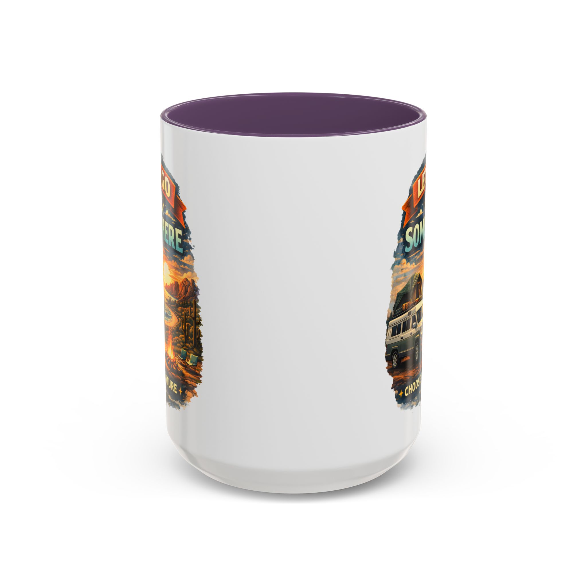 Accent Coffee Mug (11, 15oz) — "Lets Go Somewhere" Design Scenic-Line