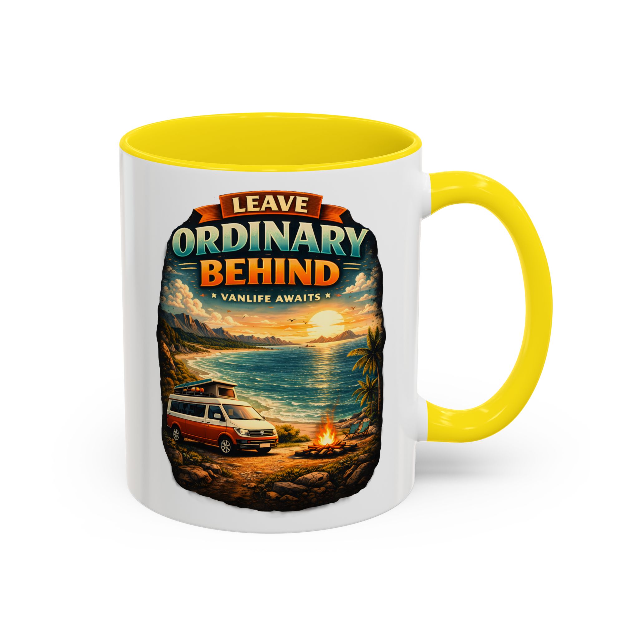 Accent Coffee Mug (11, 15oz) — "Leave Ordinary Behind" Design Scenic-Line