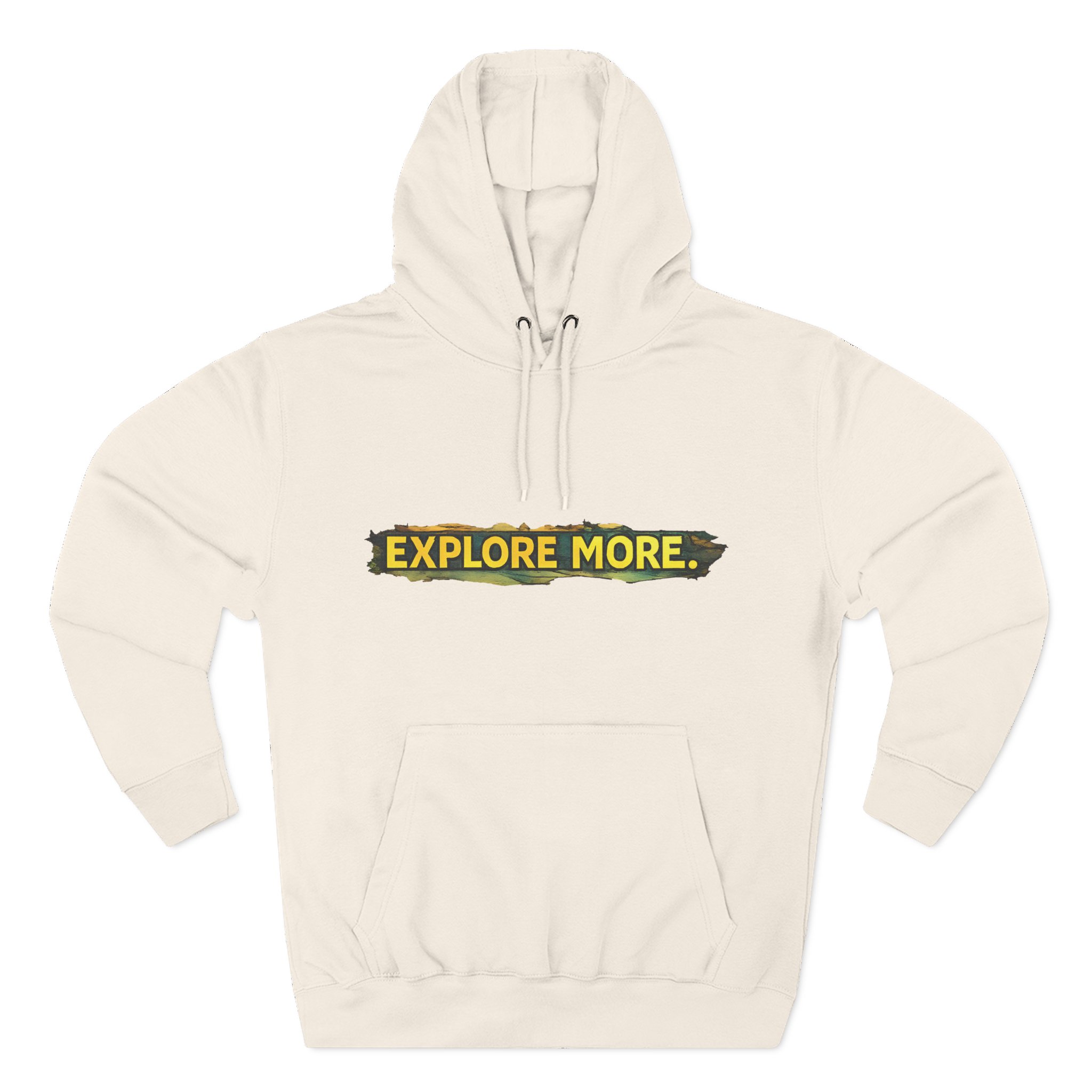 Three-Panel Fleece Hoodie - "Explore More" Design Cubic-Line