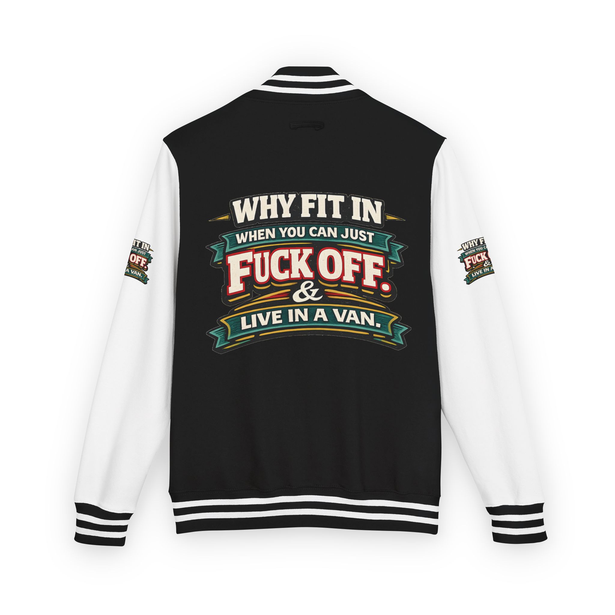 Unisex Heavyweight Letterman Jacket — "Why Fit In" Design F**K-Line