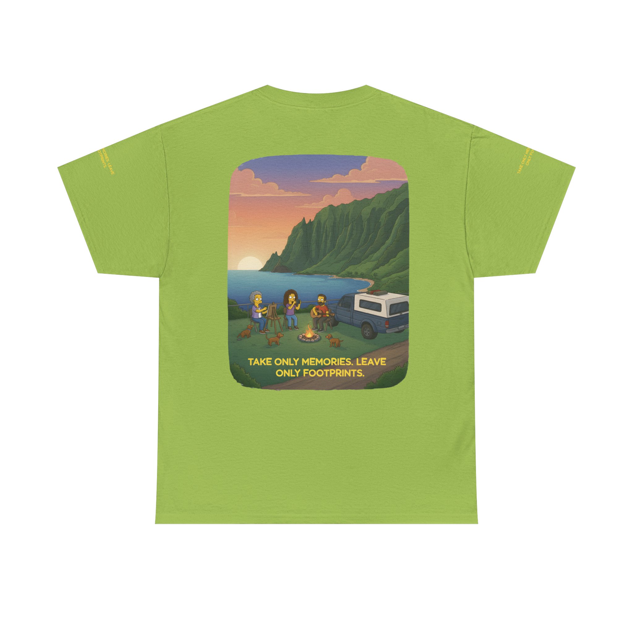 Unisex Heavy Cotton Tee — "Take Only Memories-Leave Only Footprints" Design Sitcom-Line