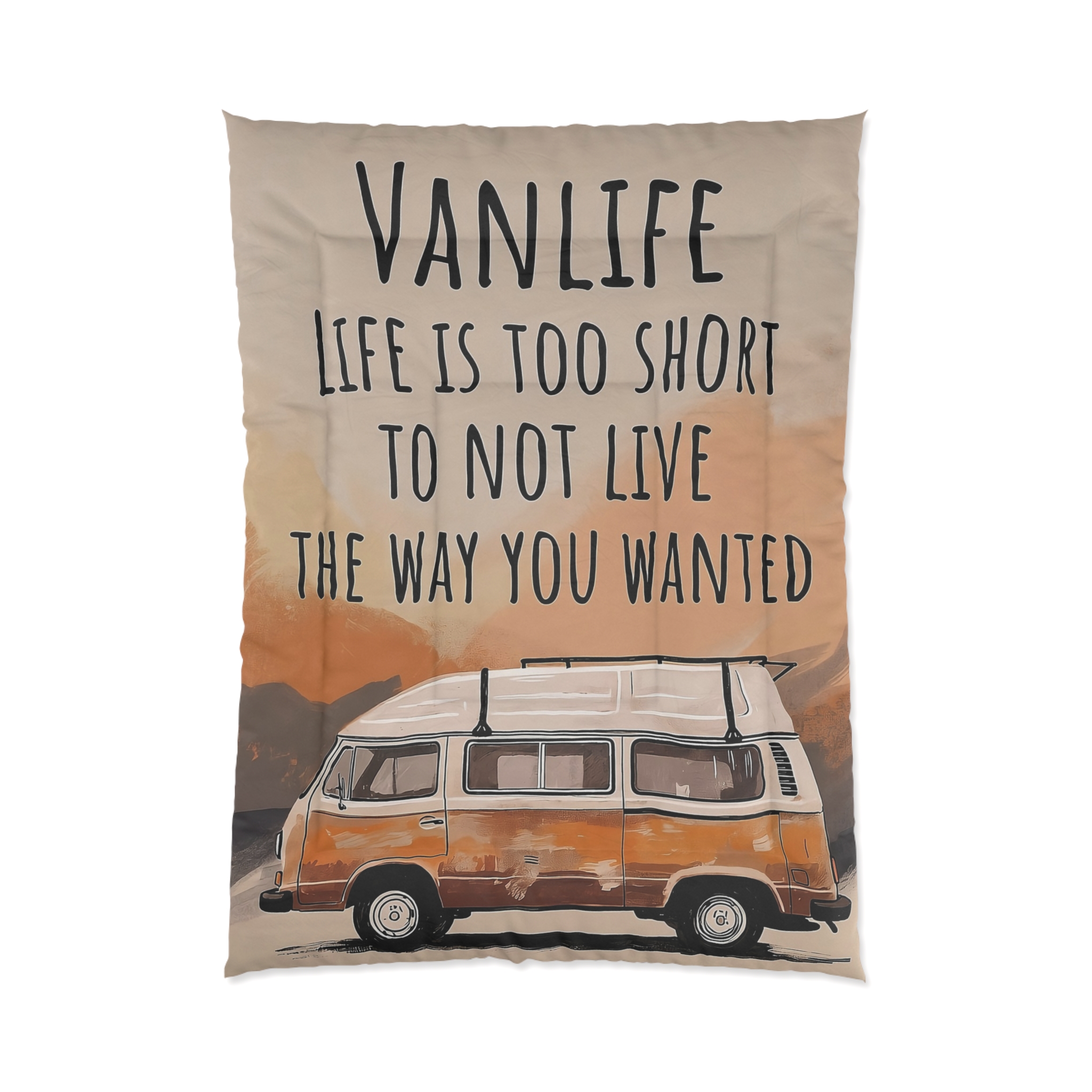 Comforter — 'Vanlife-Life Is Too Short' Vintage Camper Bedding