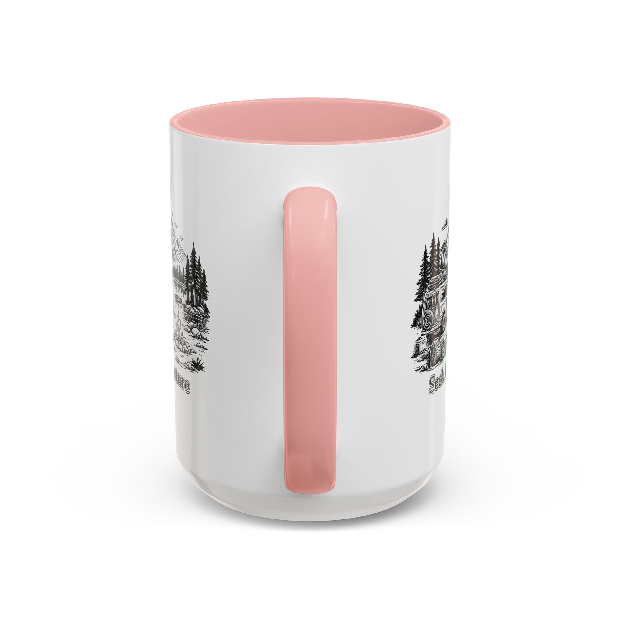 Accent Coffee Mug (11, 15oz) — "Seek Adventure" Design Minimal-Line