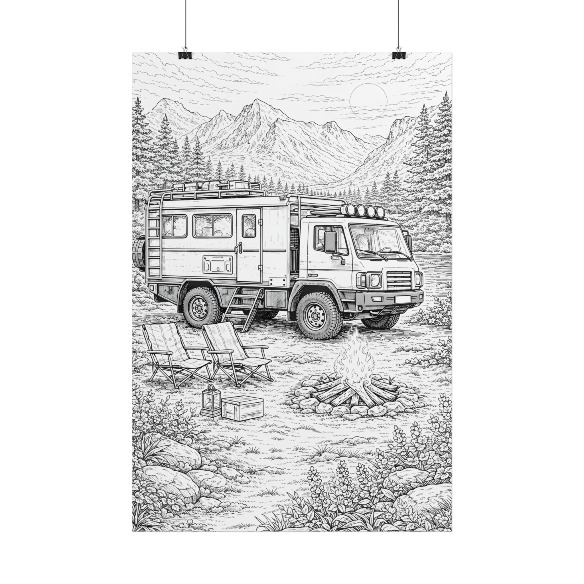 Campervan Poster — Vintage RV Camping Landscape Wall Art