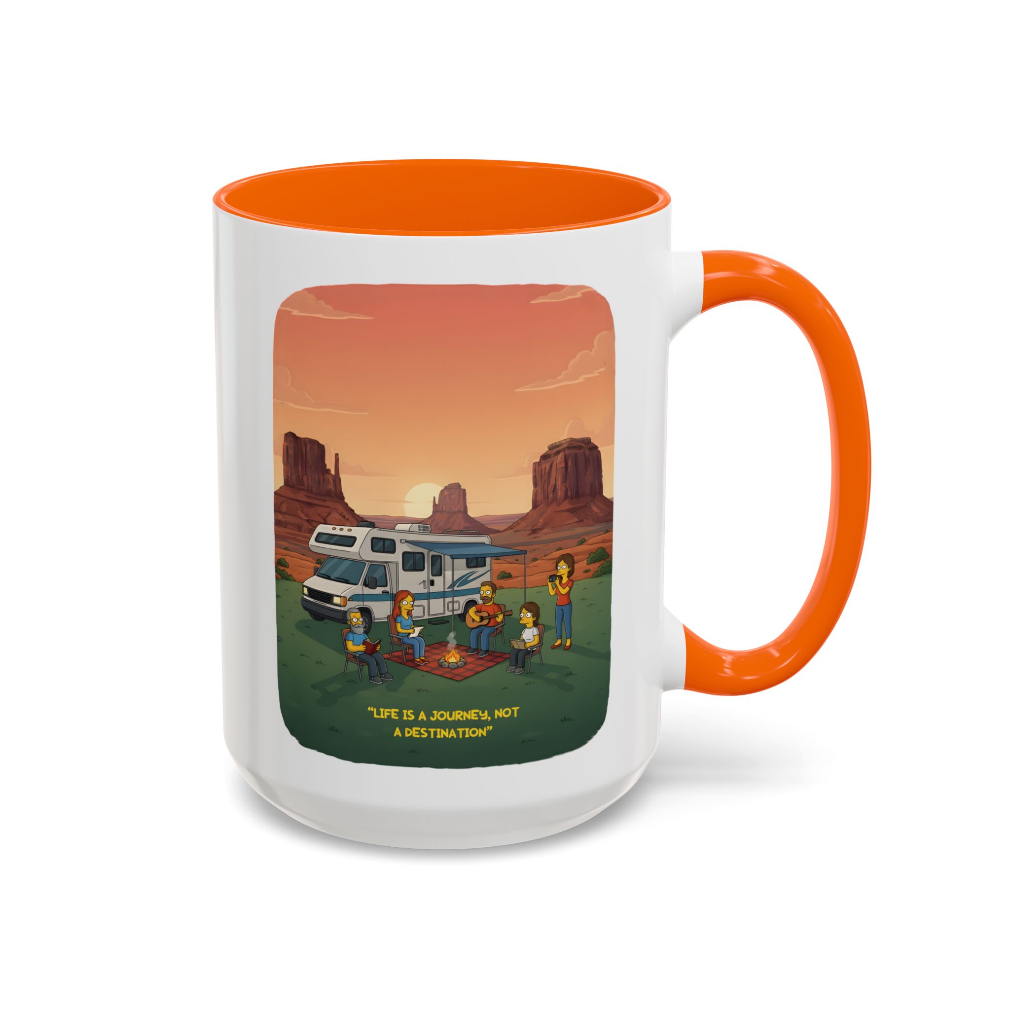 Accent Coffee Mug (11, 15oz) — "Life Is A Journey-Not A Destination" Design Sitcom-Line