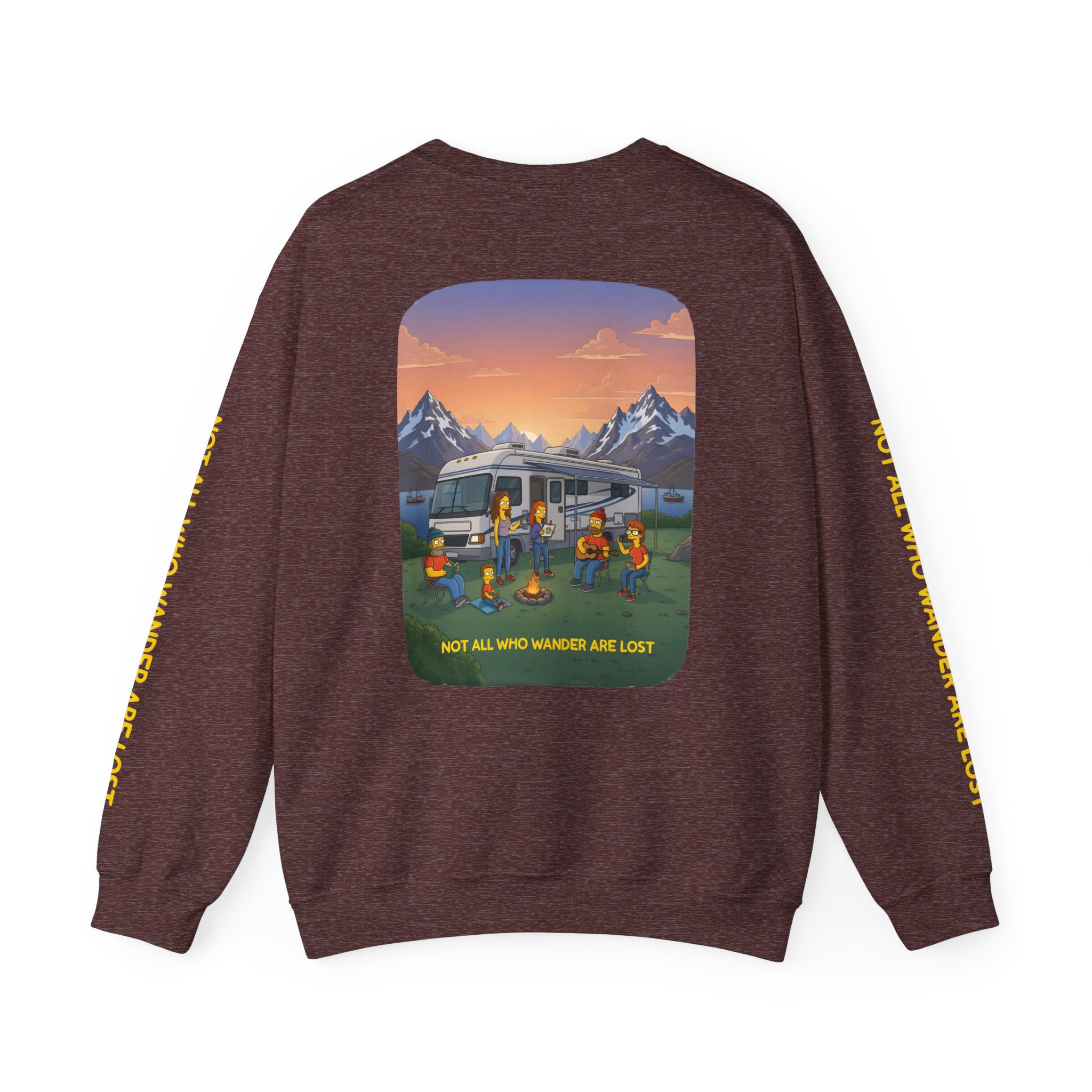Unisex Heavy Blend™ Crewneck Sweatshirt — "Not All Who Wander Are Lost" Design Sitcom-Line